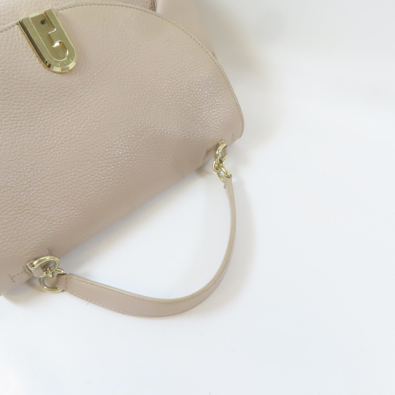 Furla 牛皮皮革2 way shoulder金扣手挽肩背兩用袋粉紅色