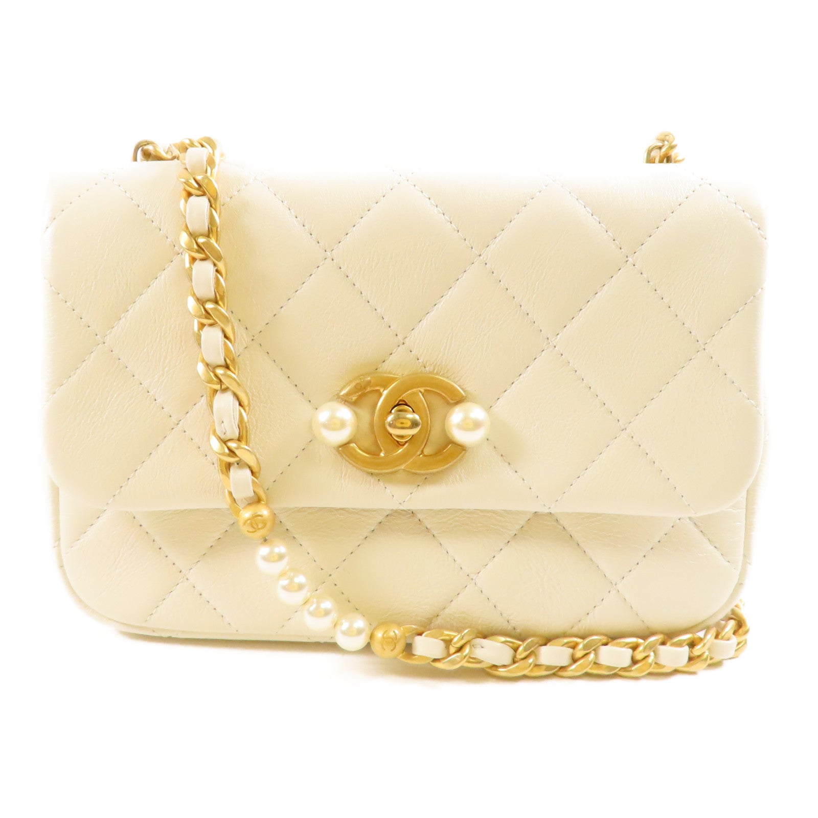 CHANEL【激減優惠】 牛皮皮革Chain Shoulder金扣鏈帶肩背袋