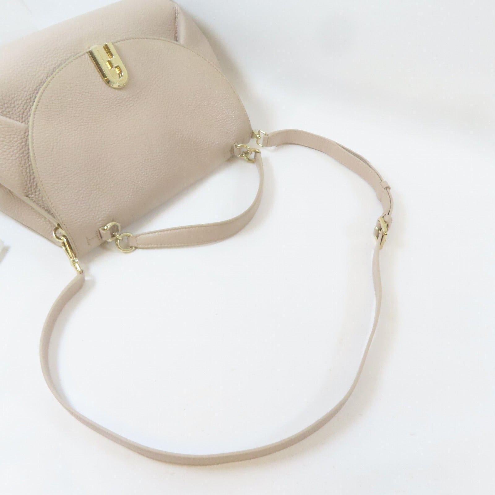 Furla 牛皮皮革2 way shoulder金扣手挽肩背兩用袋粉紅色