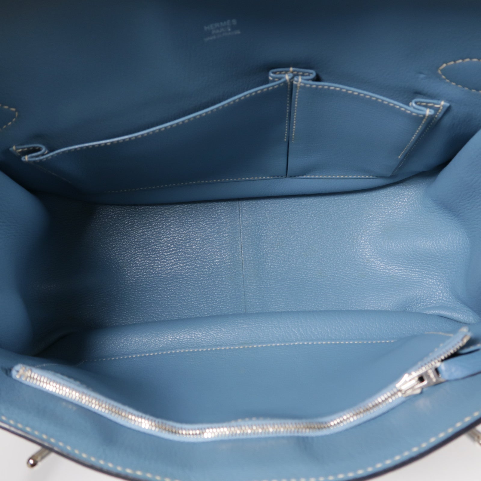 HERMES Clemence皮革Jypsiere銀扣肩背袋