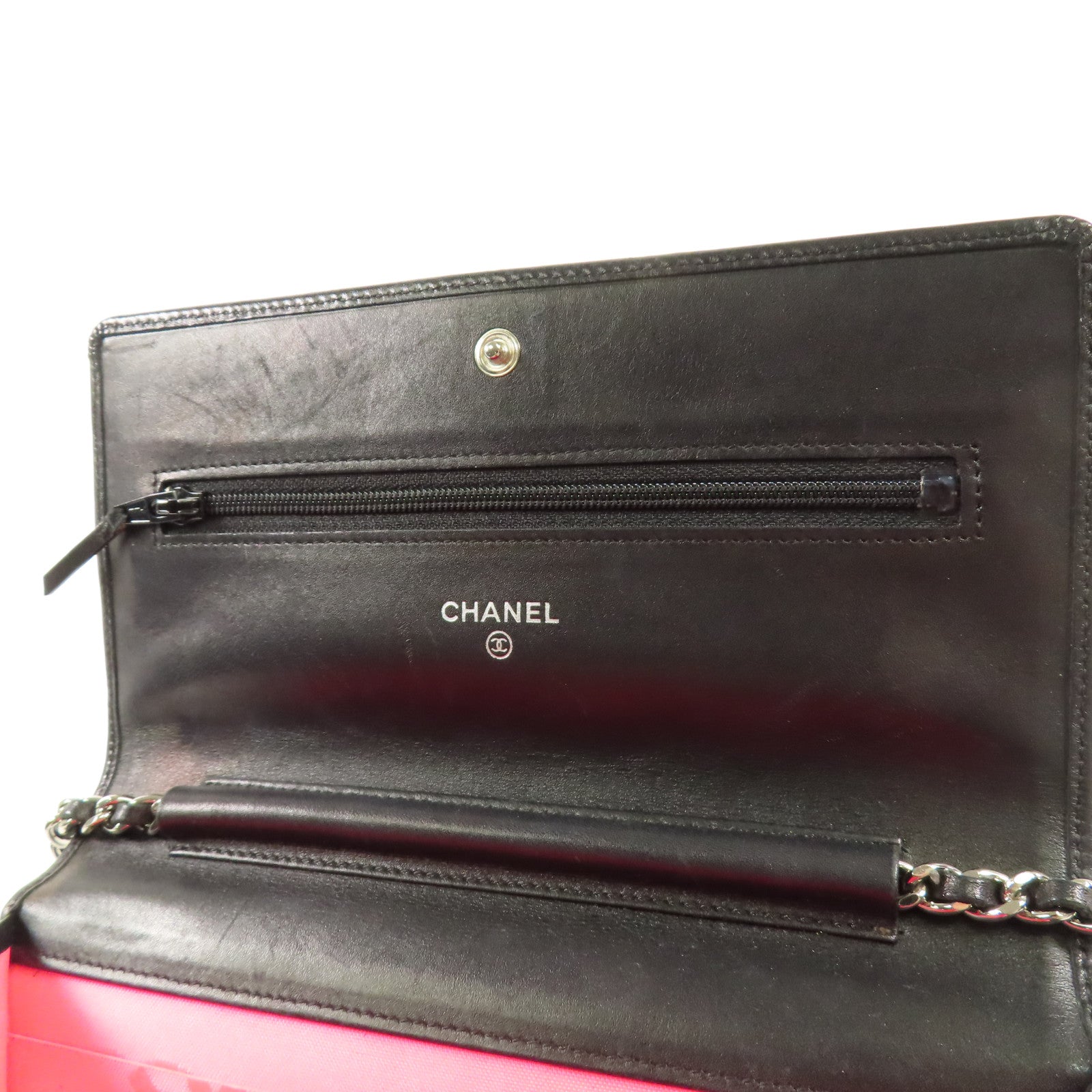 CHANEL 牛皮皮革WOC Wallet On Chain銀扣鏈帶肩背袋