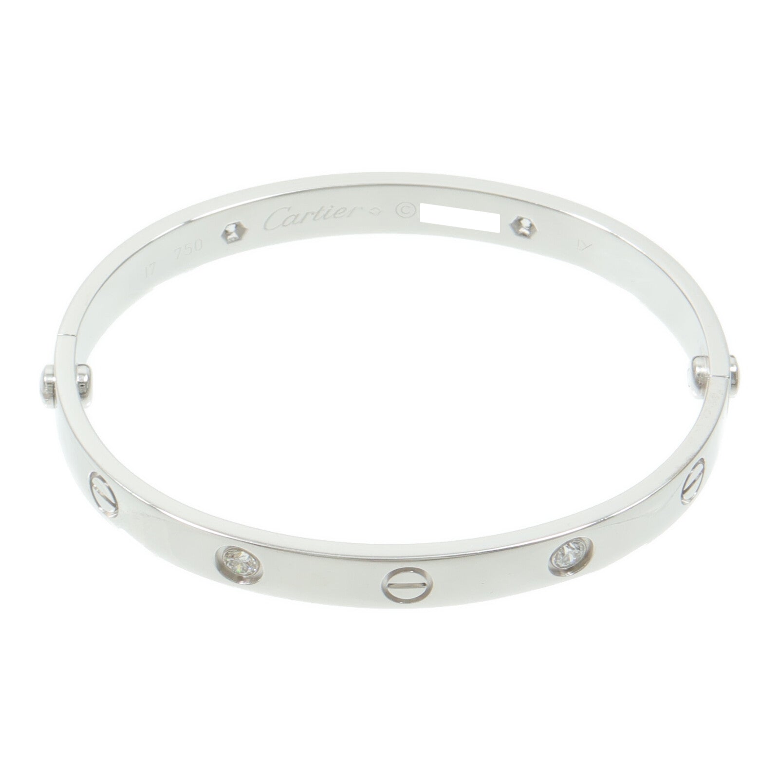 CARTIER 18K白金Love Bracelet 4 Diamonds鑽石手鐲