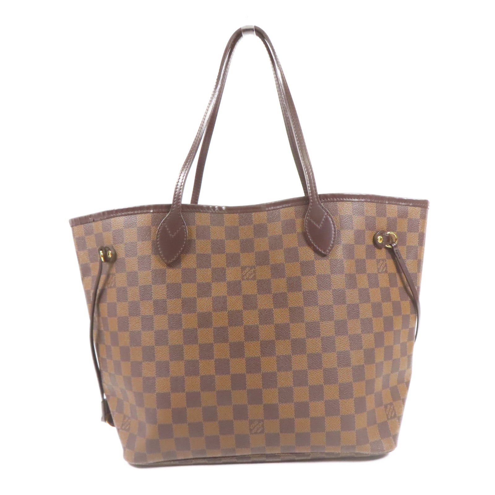LOUIS VUITTON Damier Neverfull MM金扣肩背袋