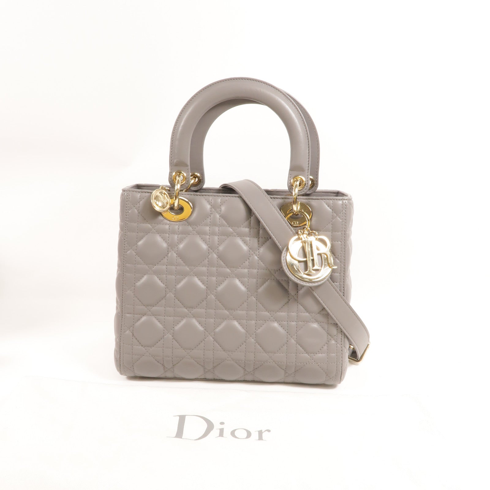 Dior 羊皮皮革Lady Dior Medium手挽肩背兩用袋