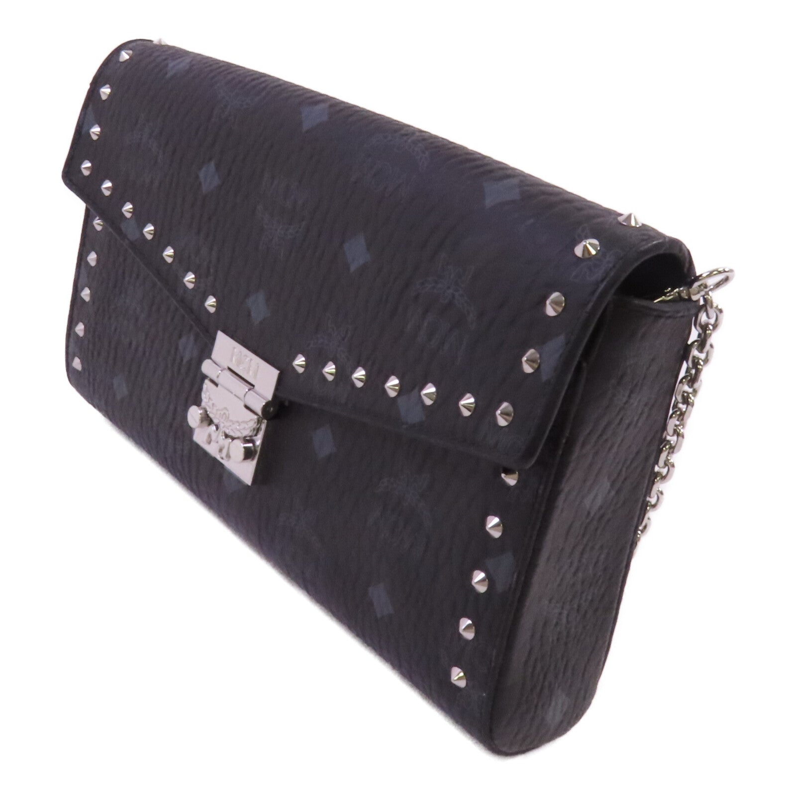 MCM 塗層帆布Visetos Tracy Crossbody銀扣鏈帶肩背袋