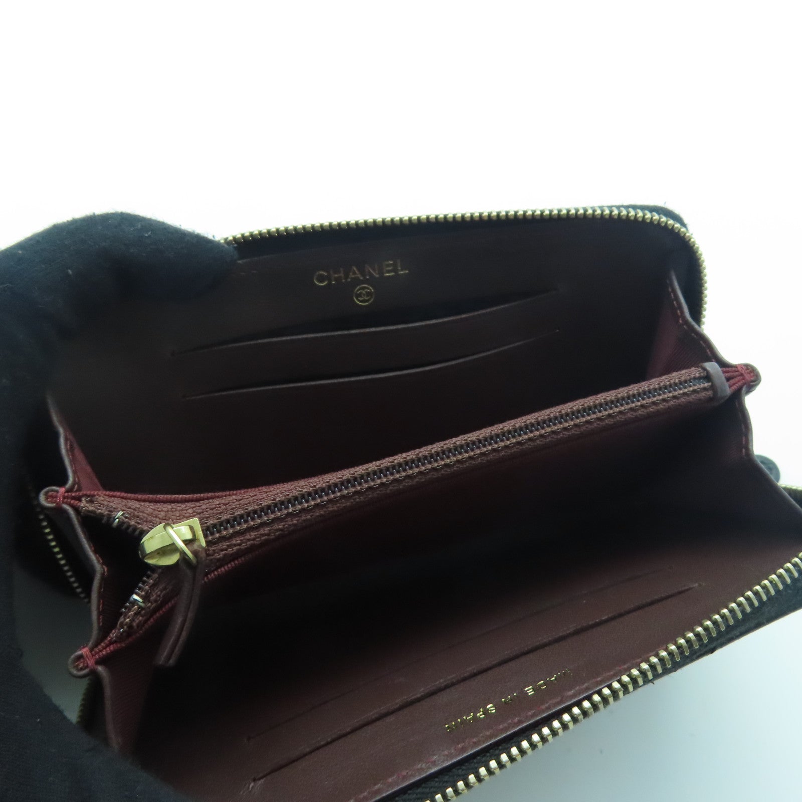 CHANEL 羊皮皮革Wallet金扣錢包黑色