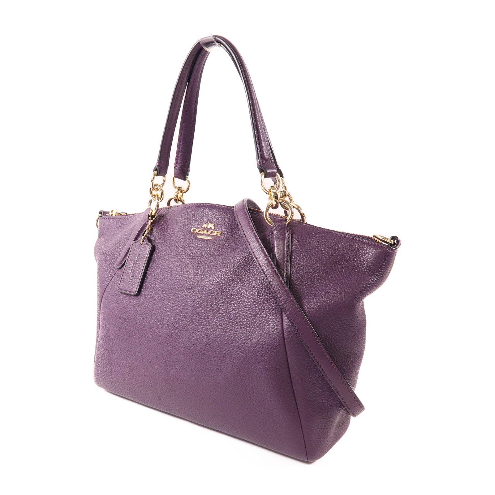 COACH 皮革2 Way Shoulder金扣手挽肩背兩用袋