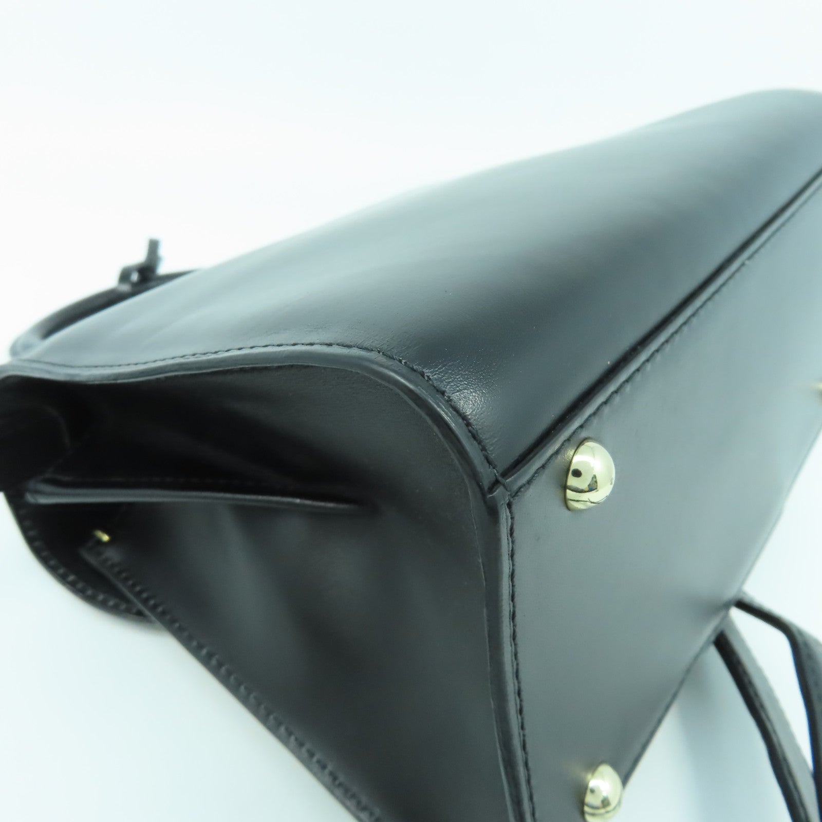 SELECTION 牛皮皮革Delvaux Mini Brillant銀扣手挽肩背兩用袋黑色