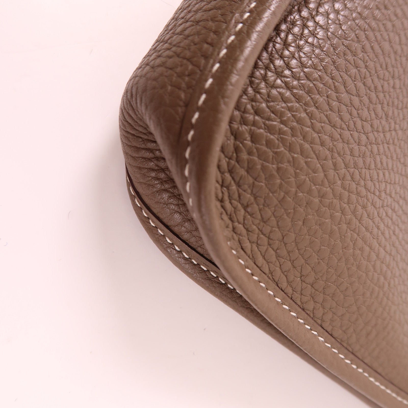 HERMES Clemence皮革Evelyne TPM銀扣肩背袋Etoupe