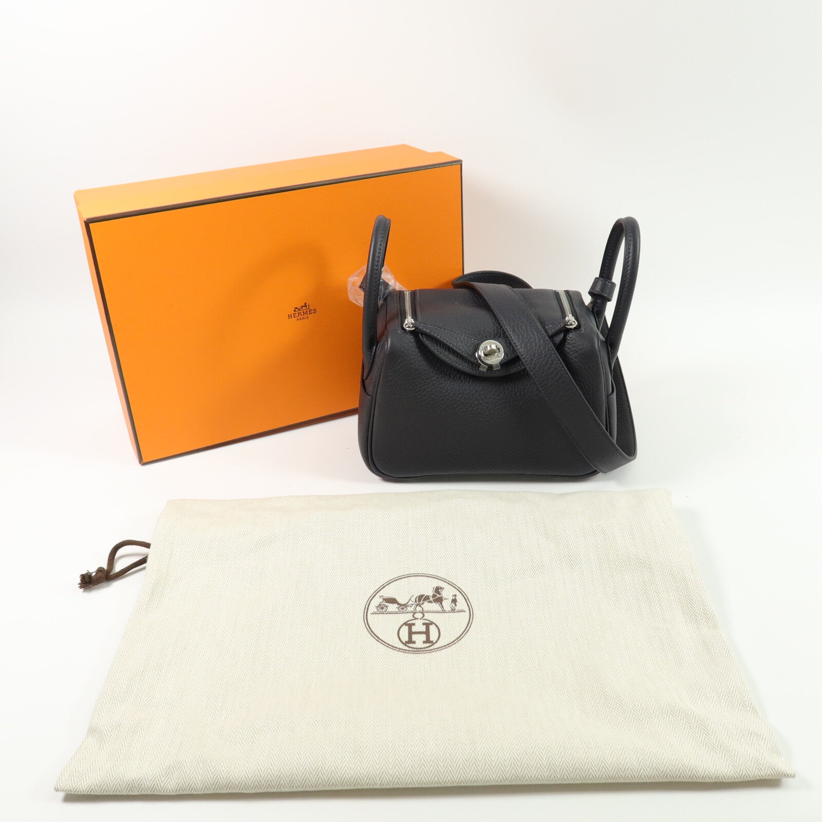 HERMES Clemence皮革Mini Lindy手挽肩背兩用袋Caban