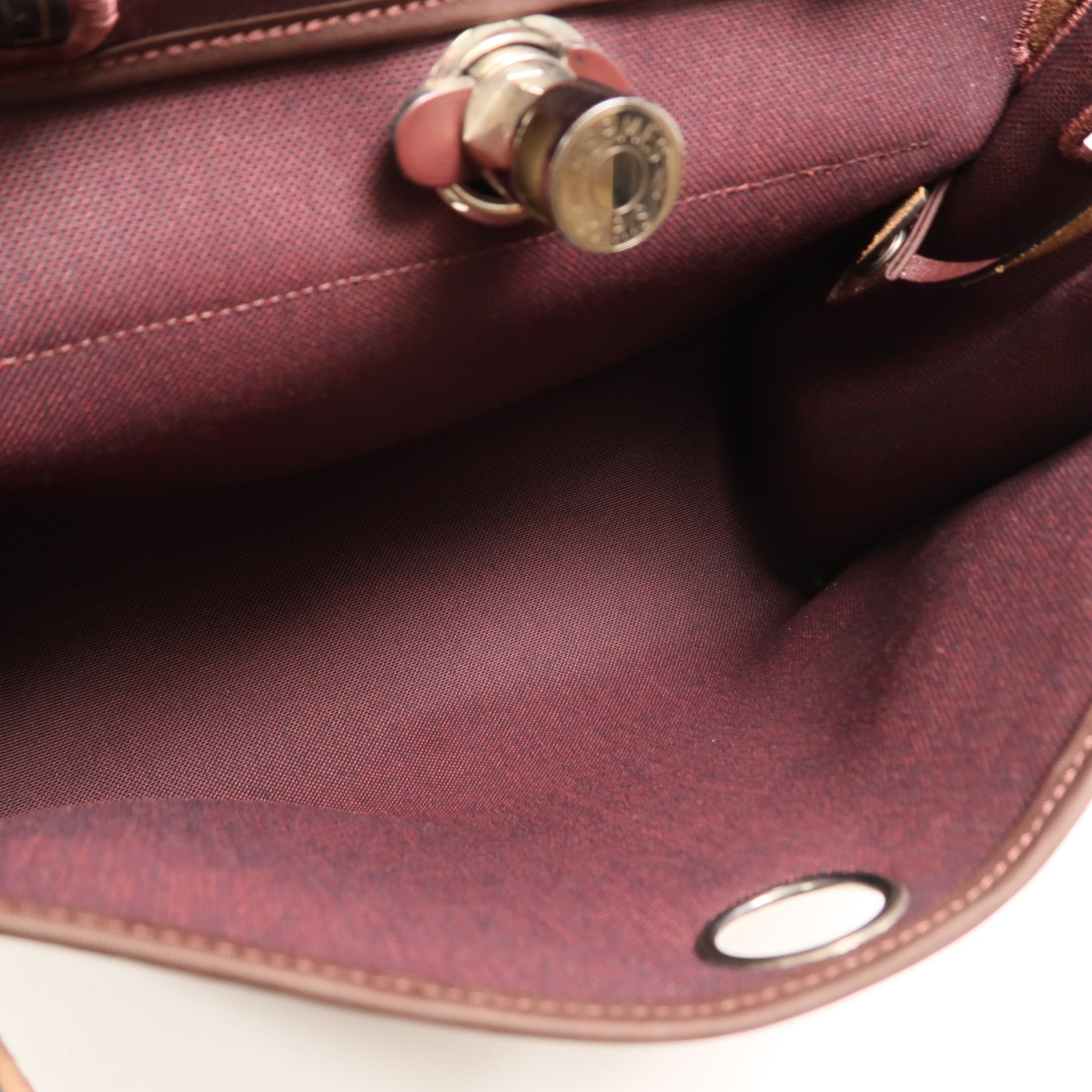 HERMES Toile H帆布Herbag PM手挽肩背兩用袋Rouge Sellier