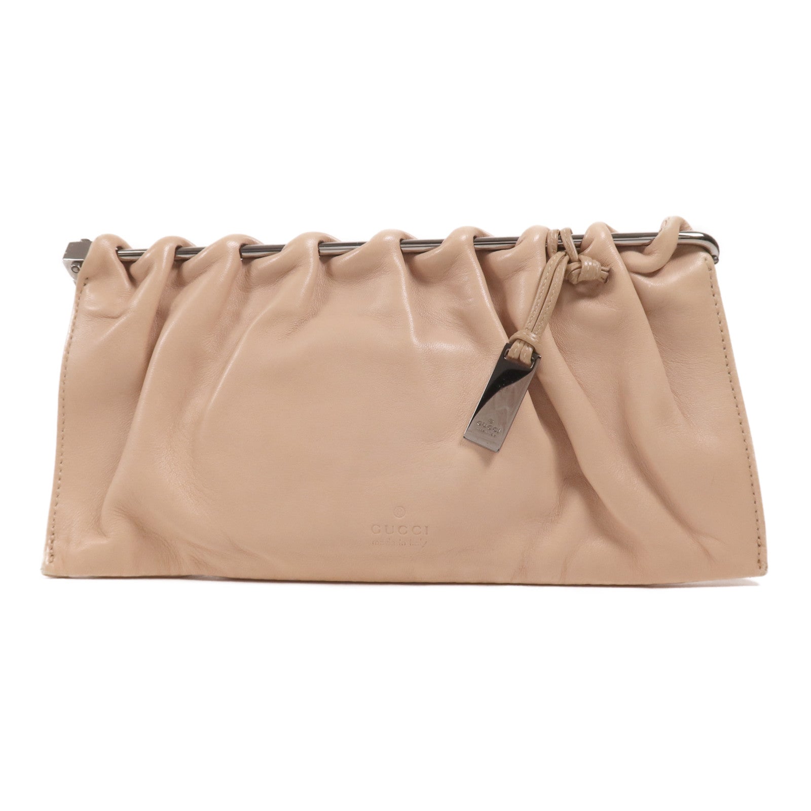 GUCCI 牛皮皮革Clutch Bag銀扣手拿包