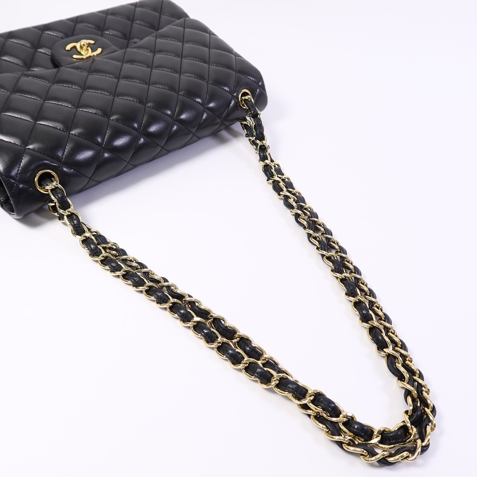 CHANEL 羊皮皮革Large Classic鏈帶肩背袋