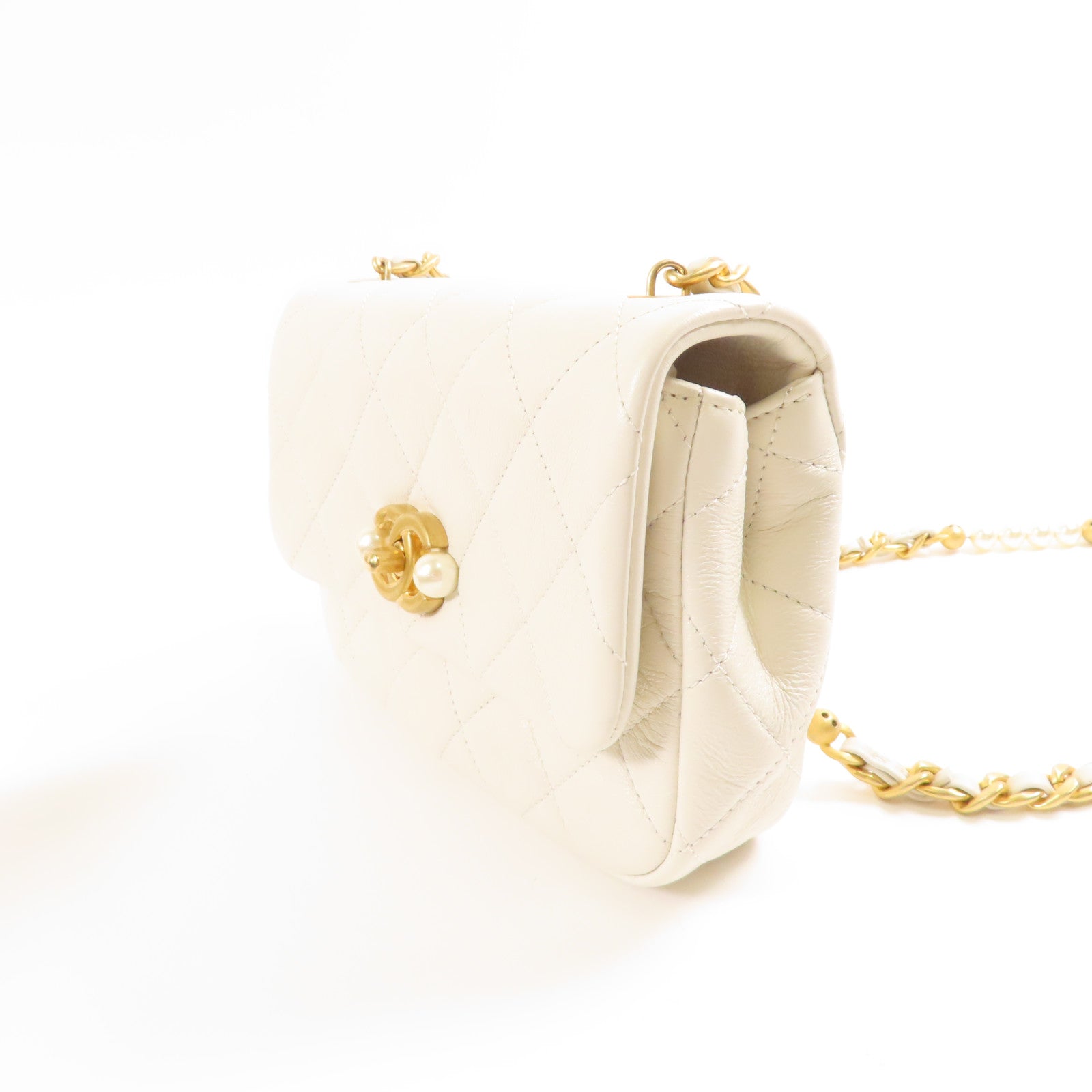 CHANEL【激減優惠】 牛皮皮革Chain Shoulder金扣鏈帶肩背袋