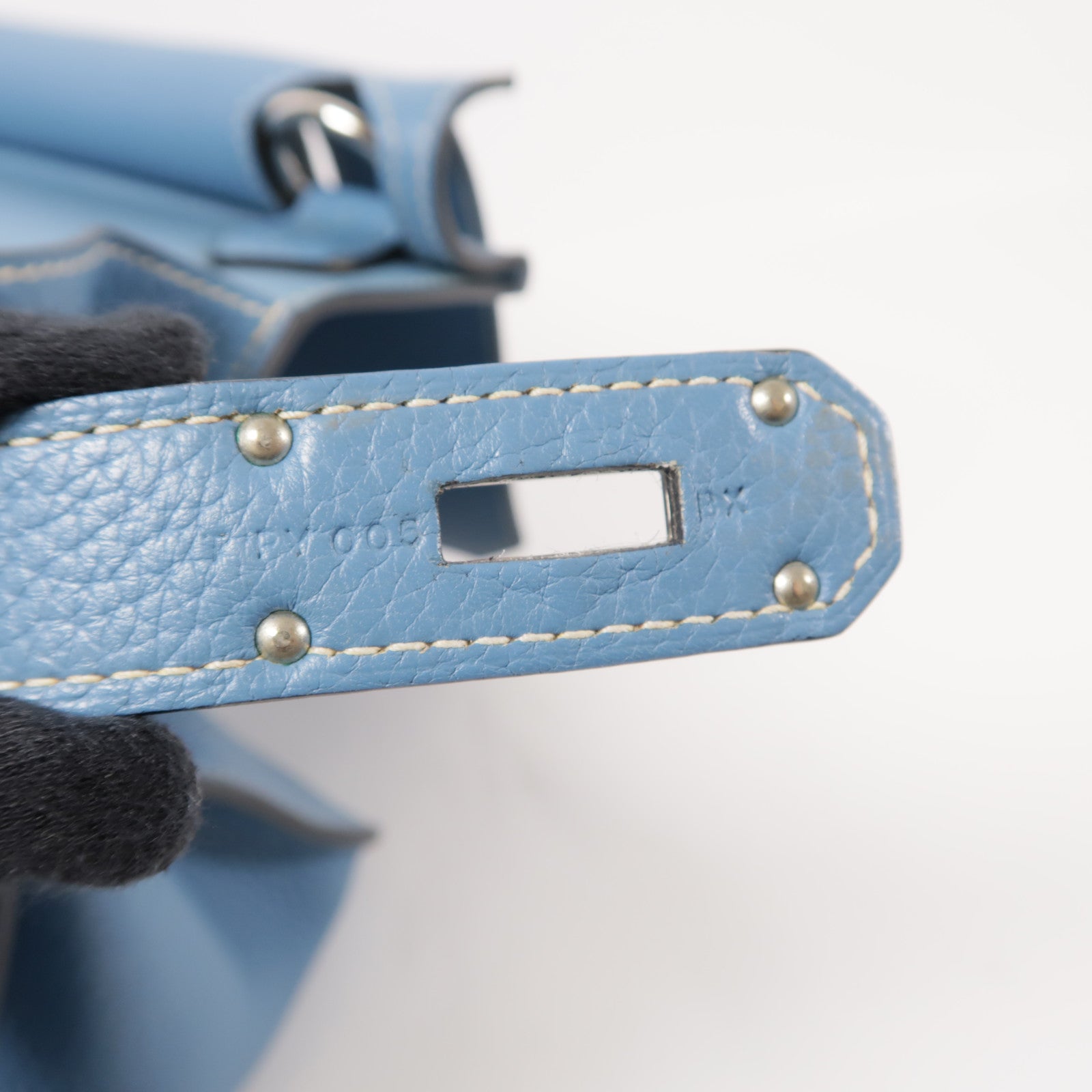 HERMES Clemence皮革Jypsiere銀扣肩背袋