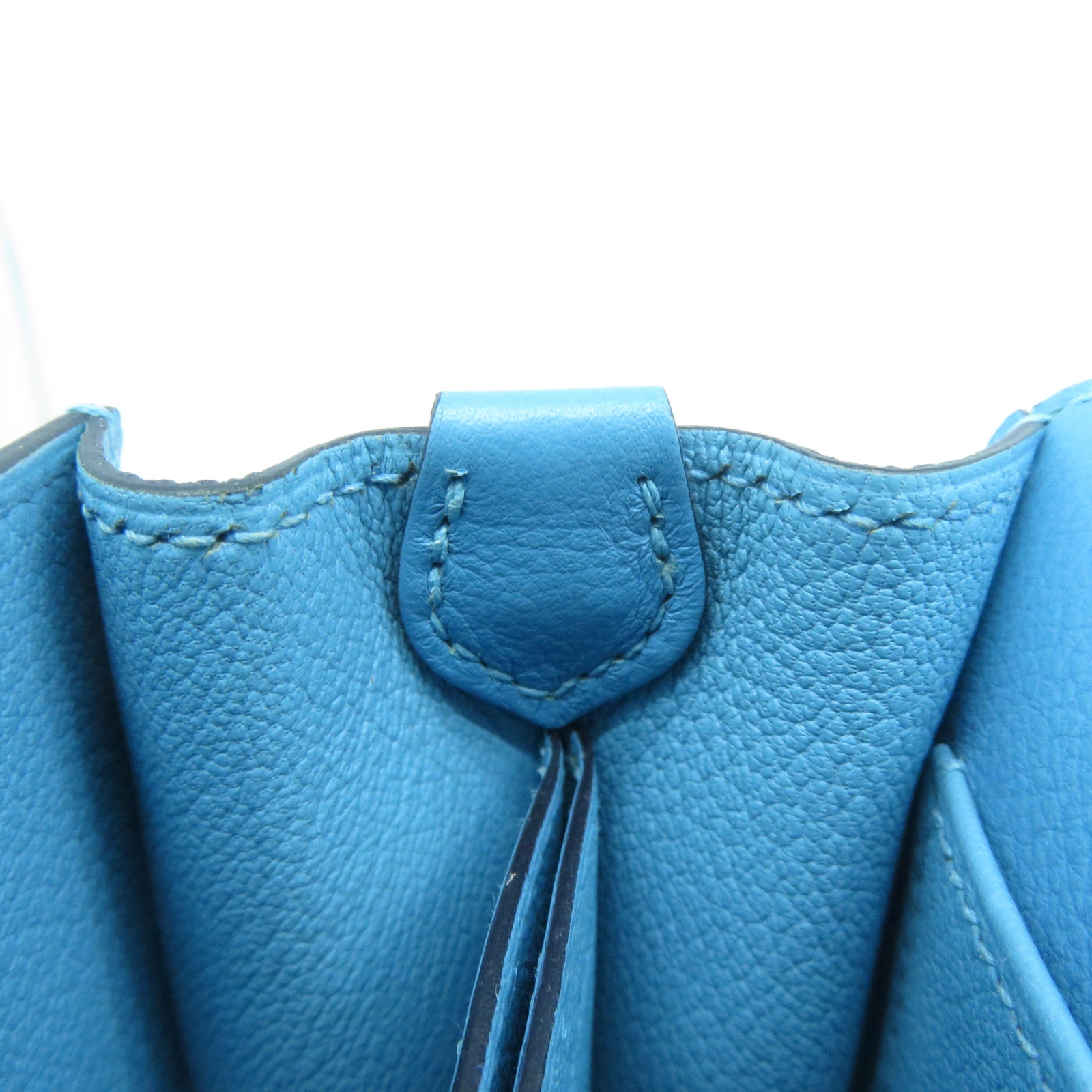 HERMES Evercolor皮革Mini Roulis銀扣肩背袋Bleu Du Nord北方藍色