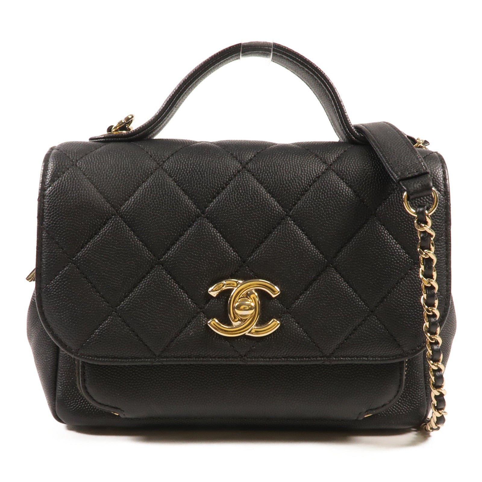 CHANEL 牛皮皮革Business Affinity Bag金扣手挽肩背兩用袋