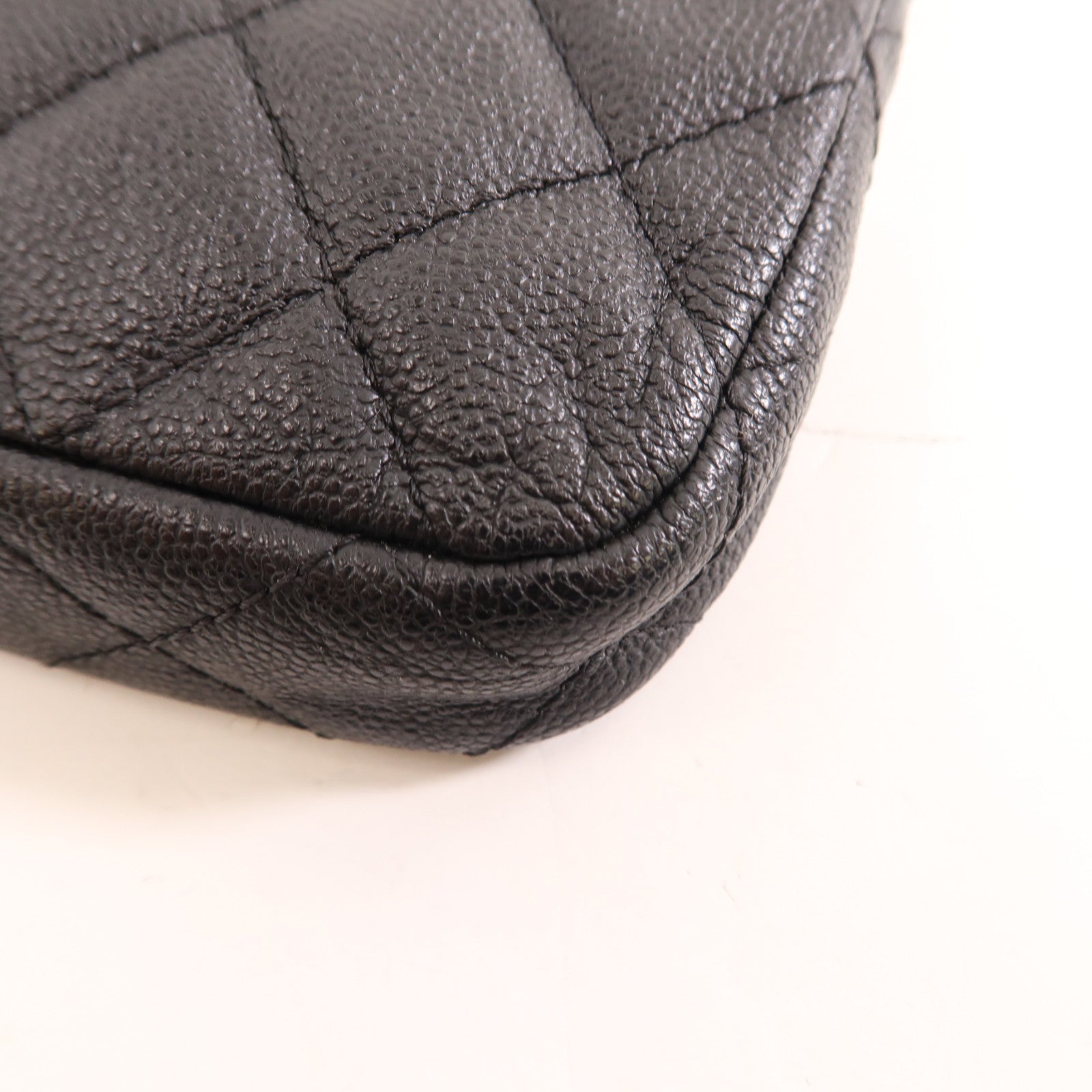 CHANEL 【激減優惠】菱格牛皮皮革Chain Shoulder銀扣鏈帶肩背袋黑色