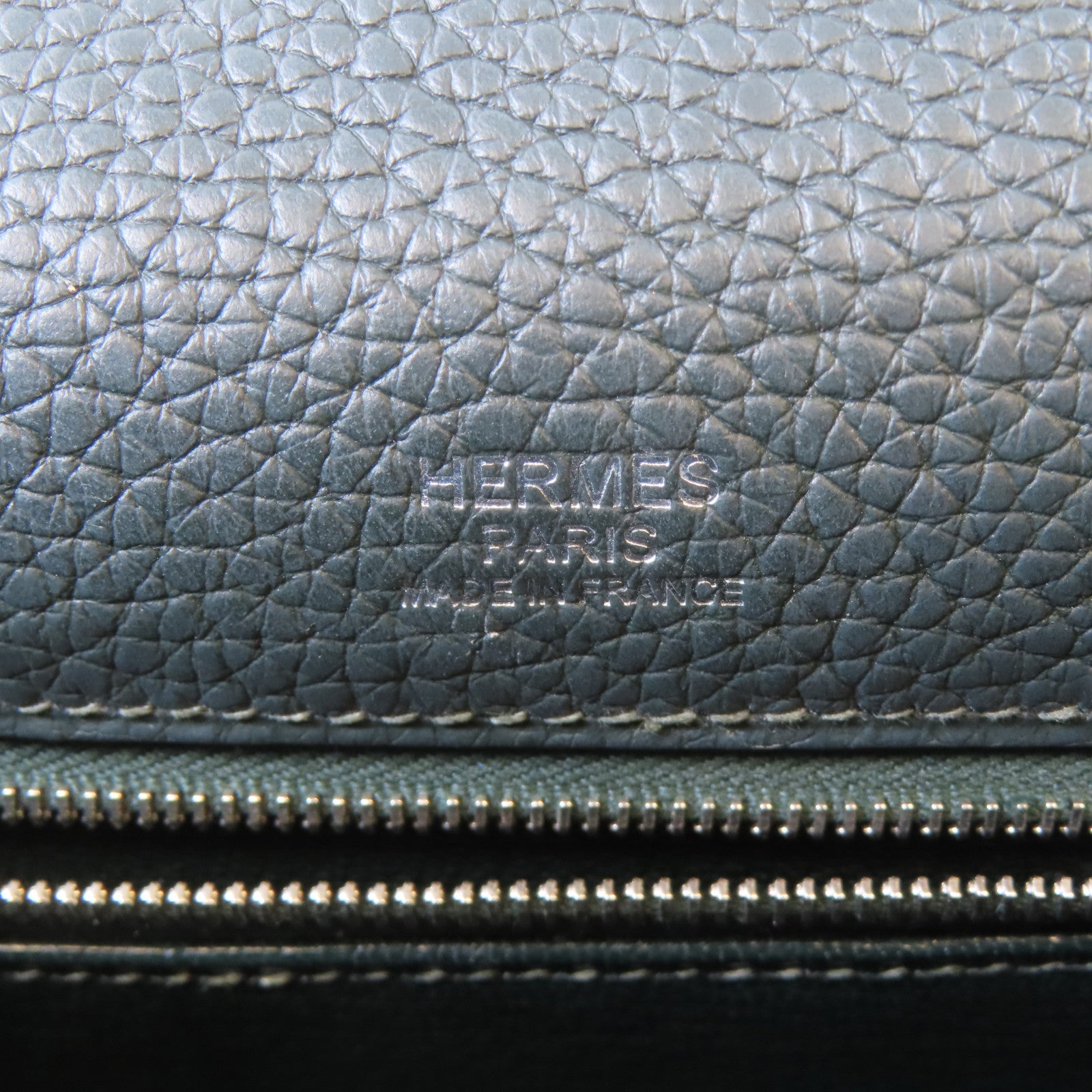 HERMES Swift皮革Kelly Ghillies 32銀扣手挽肩背兩用袋綠色