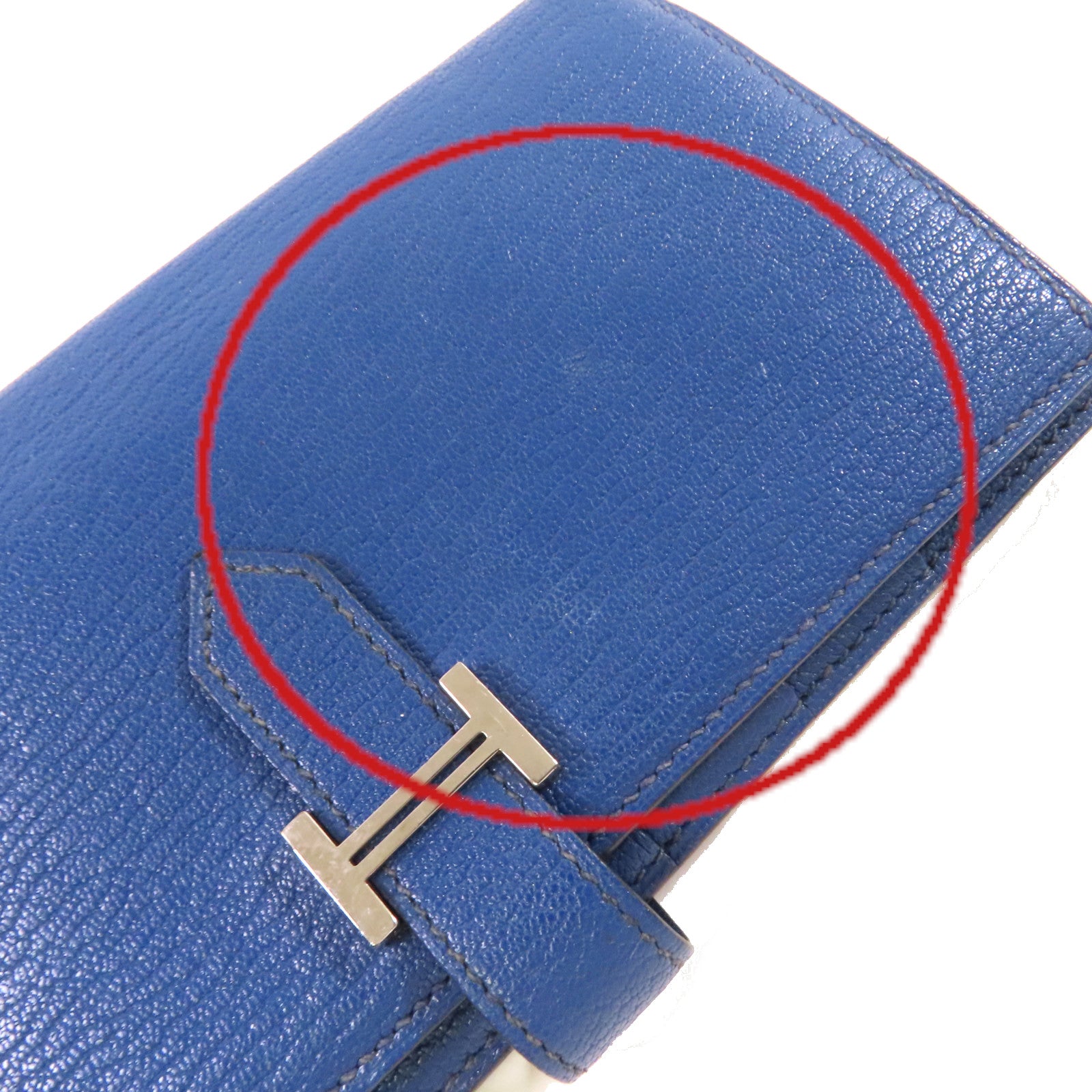 HERMES Chevre皮革Bearn Long Wallet銀扣長錢包73 Bleu Saphir/寶石藍色