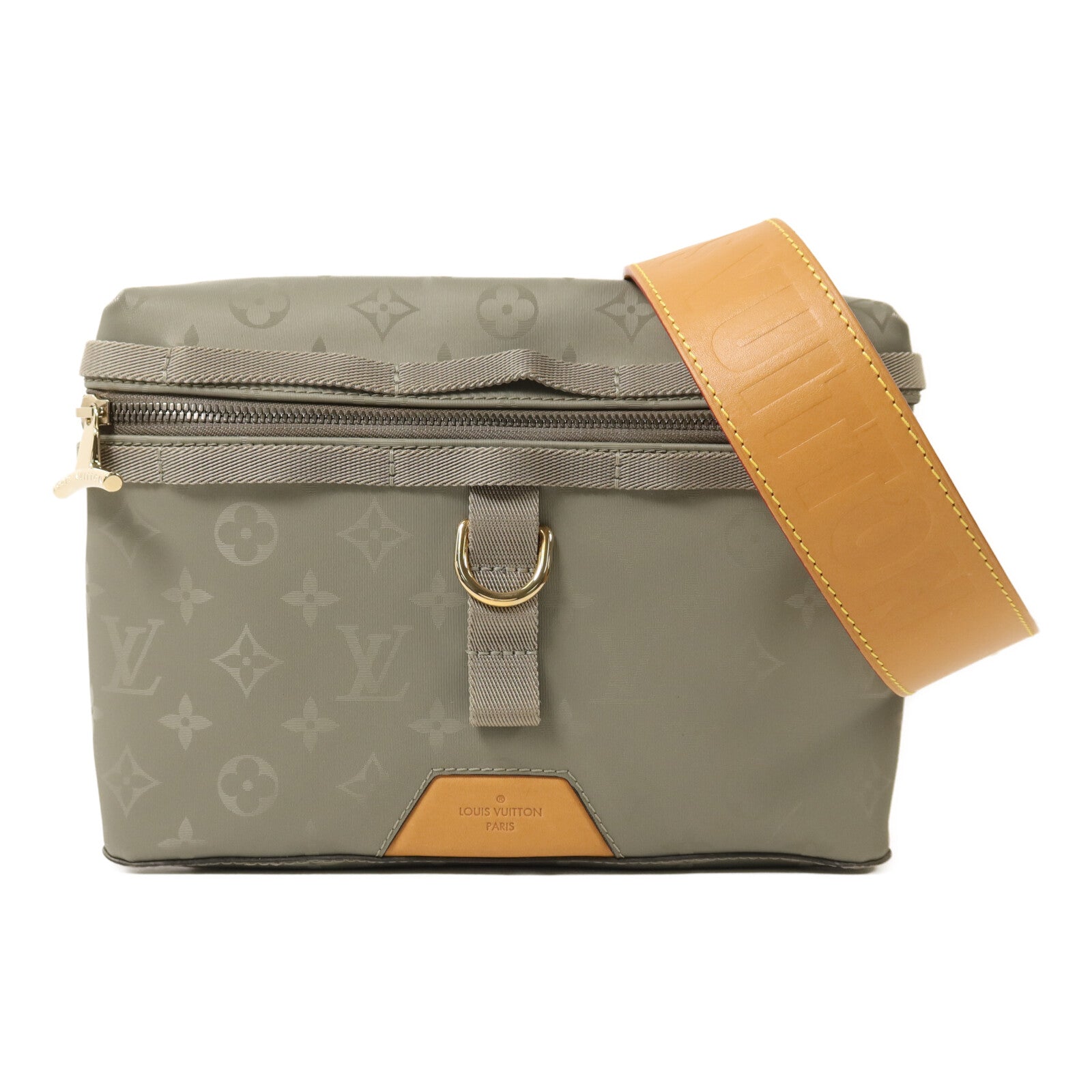 LOUIS VUITTON Monogram Titanium Messenger PM金扣肩背袋