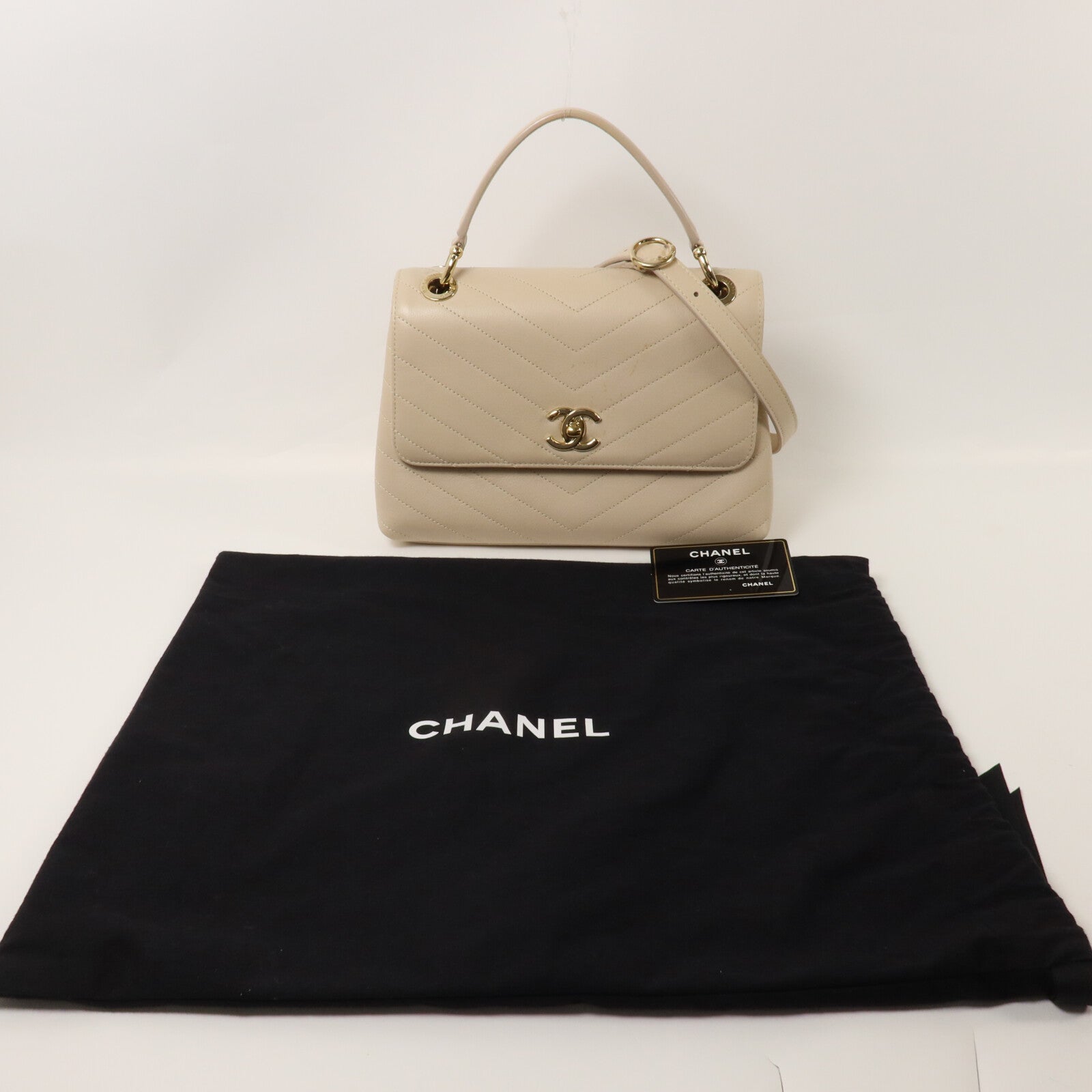 CHANEL 牛皮皮革Shoulder Bag鏈帶手挽肩背兩用袋