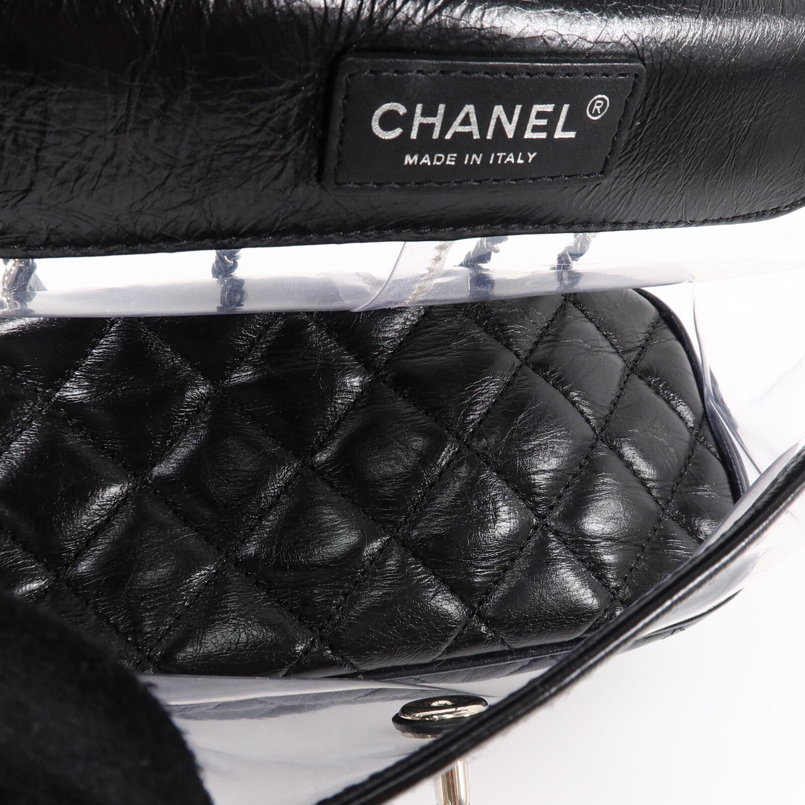 CHANEL PVC/牛皮皮革Matelasse Backpack鏈帶肩背袋