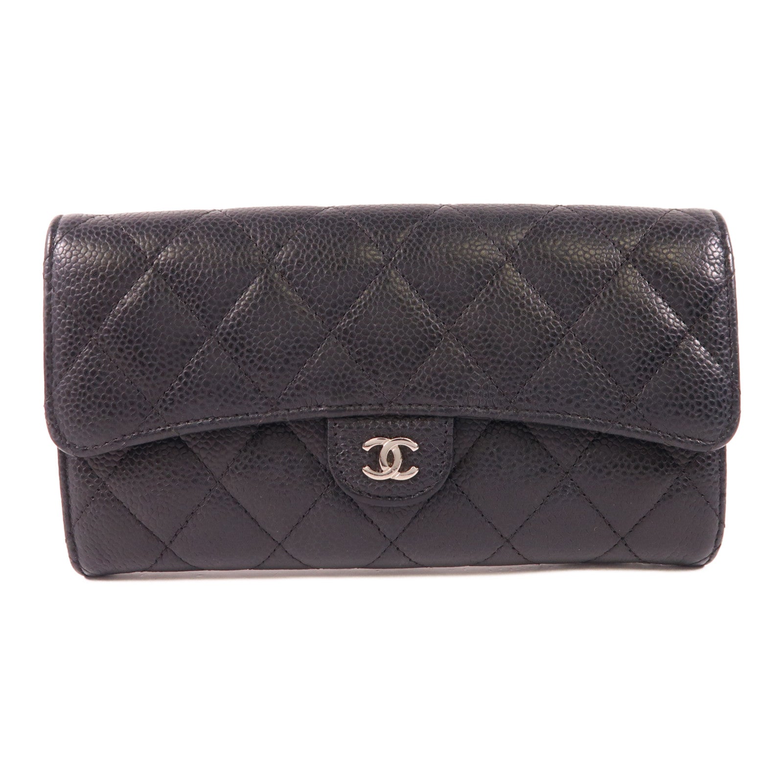 CHANEL 牛皮皮革Long Wallet銀扣長錢包