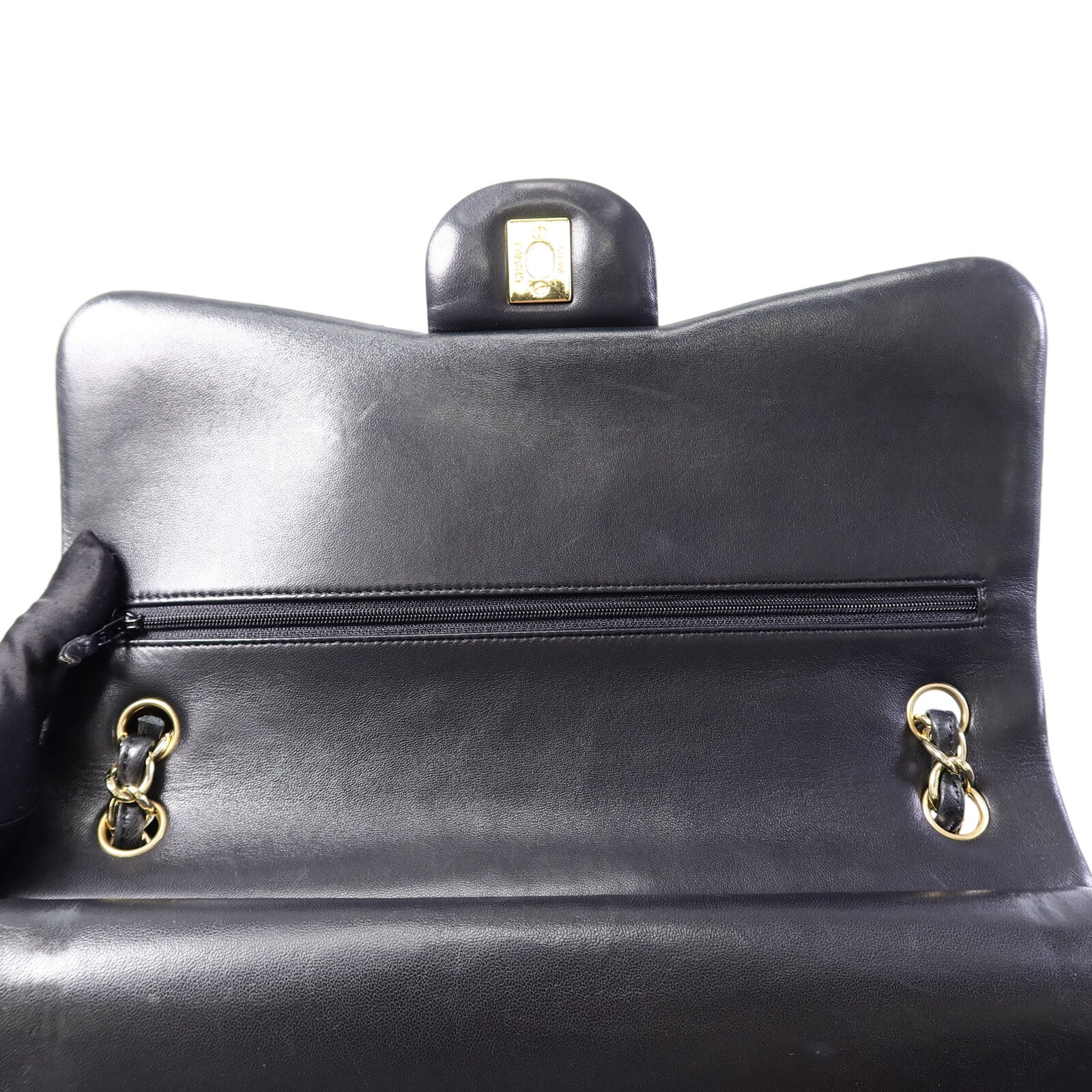CHANEL 羊皮皮革Large Classic鏈帶肩背袋