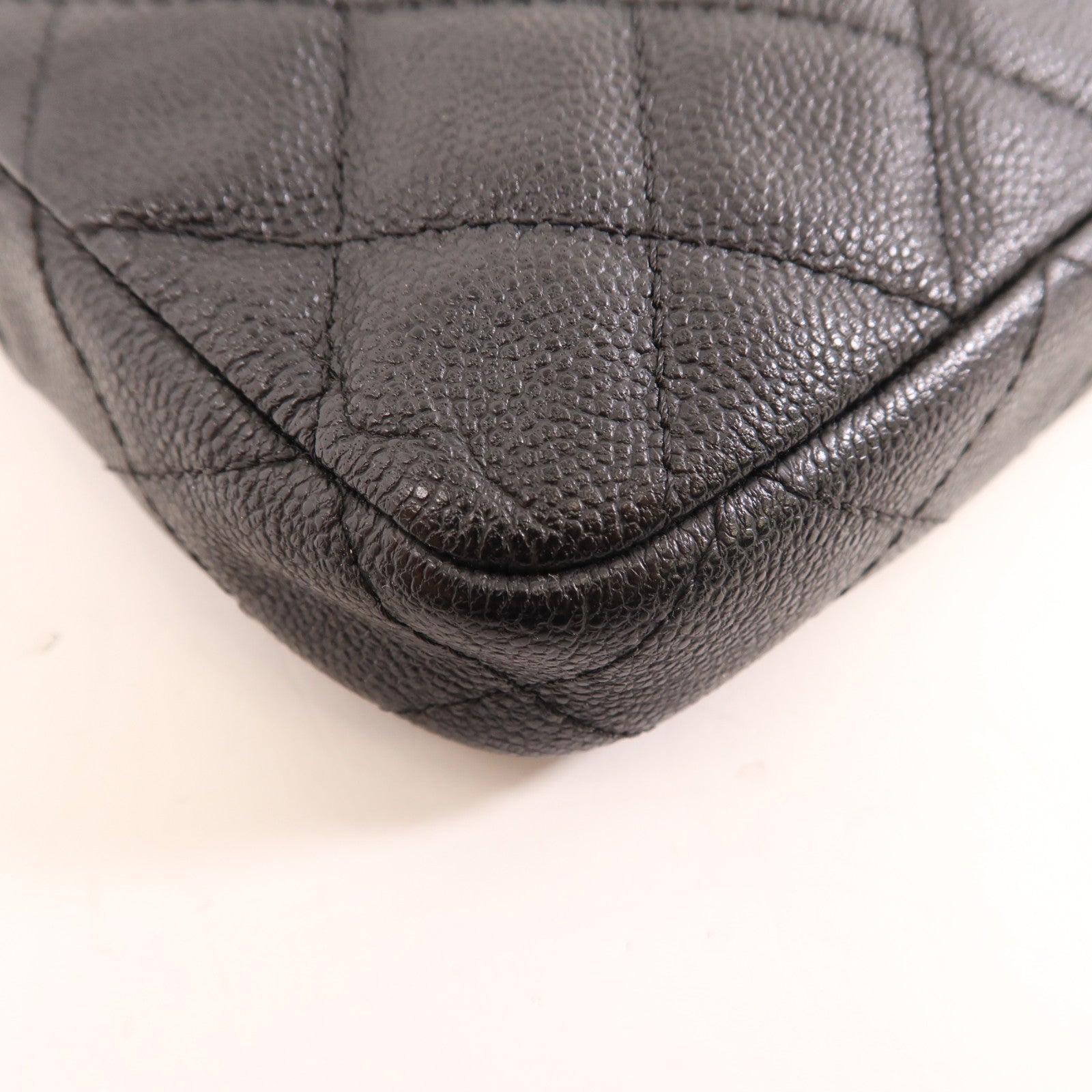 CHANEL 【激減優惠】菱格牛皮皮革Chain Shoulder銀扣鏈帶肩背袋黑色