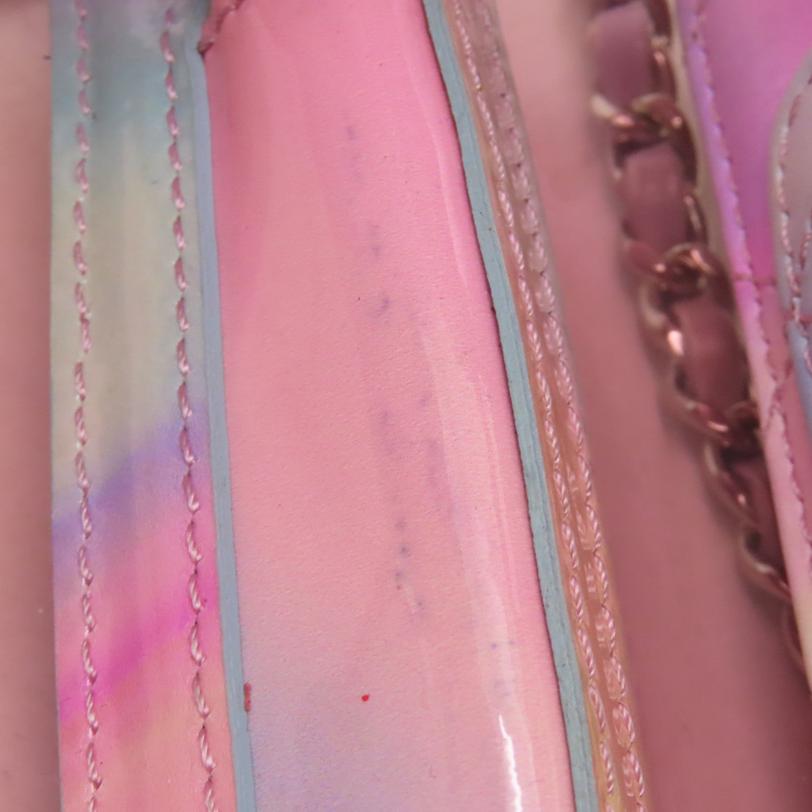 CHANEL PVC Vanity Case銀扣鏈帶手挽肩背兩用袋粉紅色