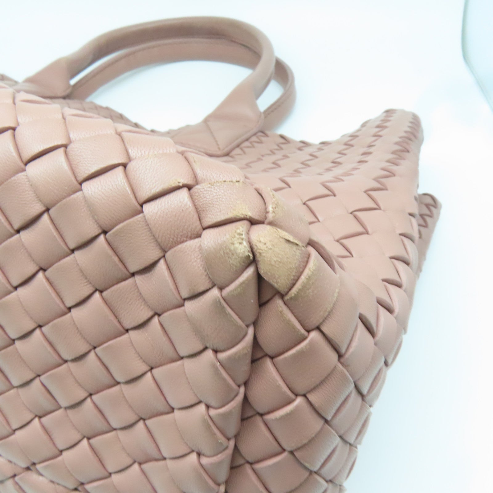 BOTTEGA VENETA 【激減優惠】織紋皮革Shoulder Bag銀扣肩背袋粉紅色