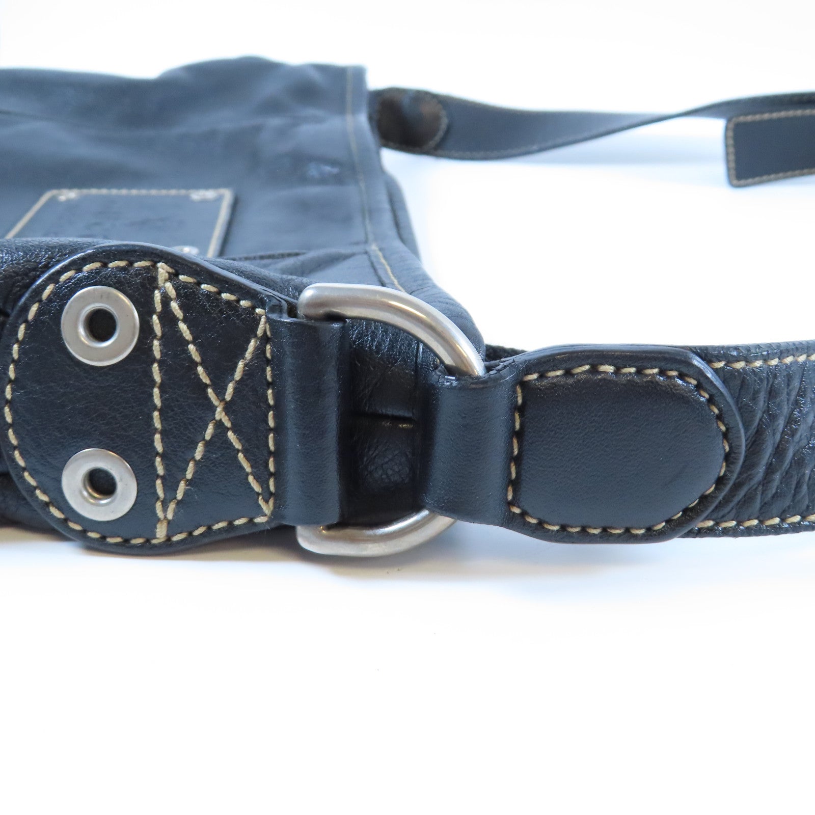 GUCCI 牛皮皮革Shoulder Bag銀扣肩背袋黑色