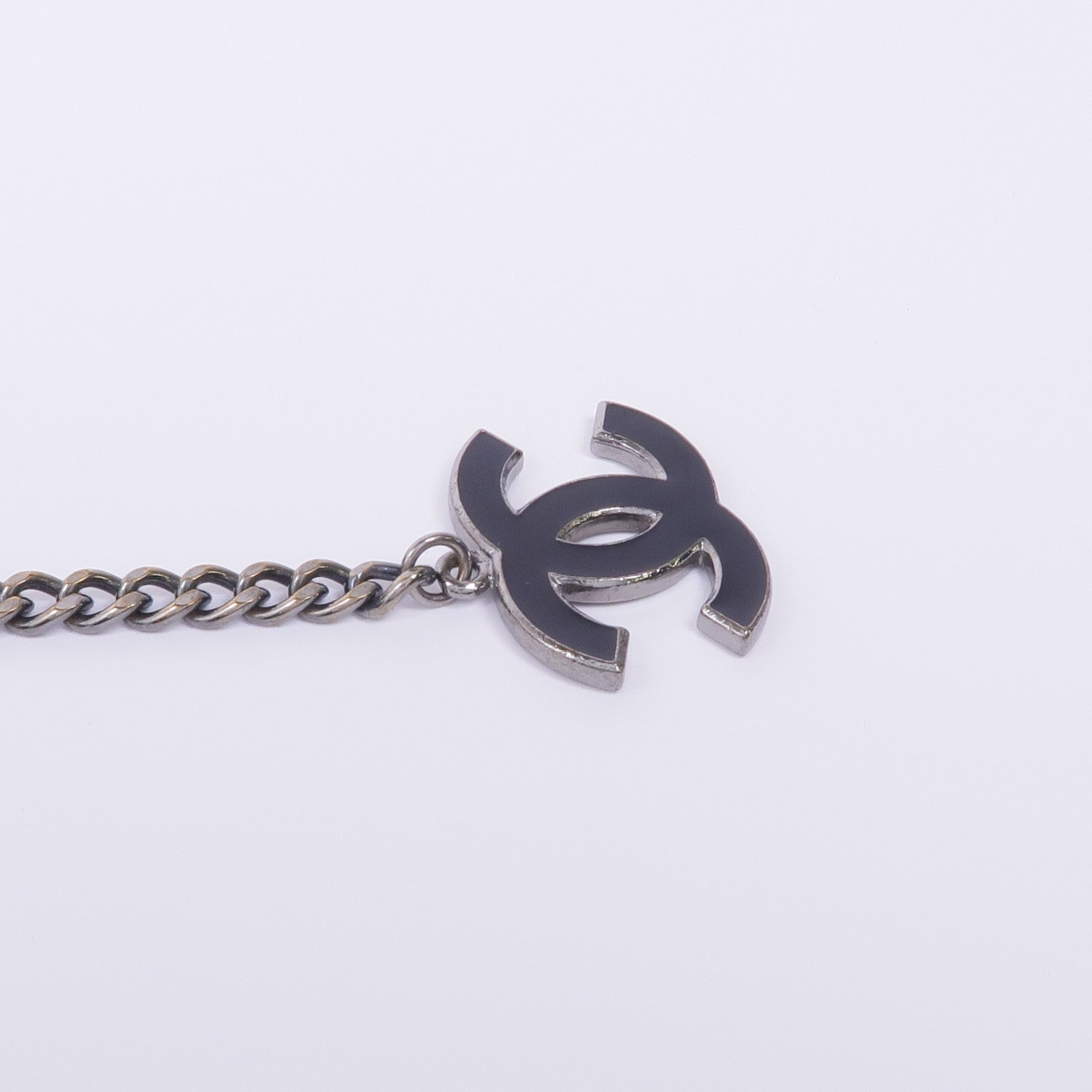CHANEL 天鵝絨/金屬Belt銀扣皮帶