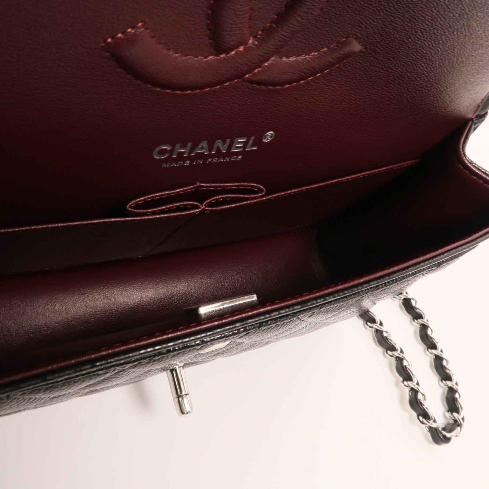 CHANEL 牛皮皮革Classic 25銀扣鏈帶肩背袋