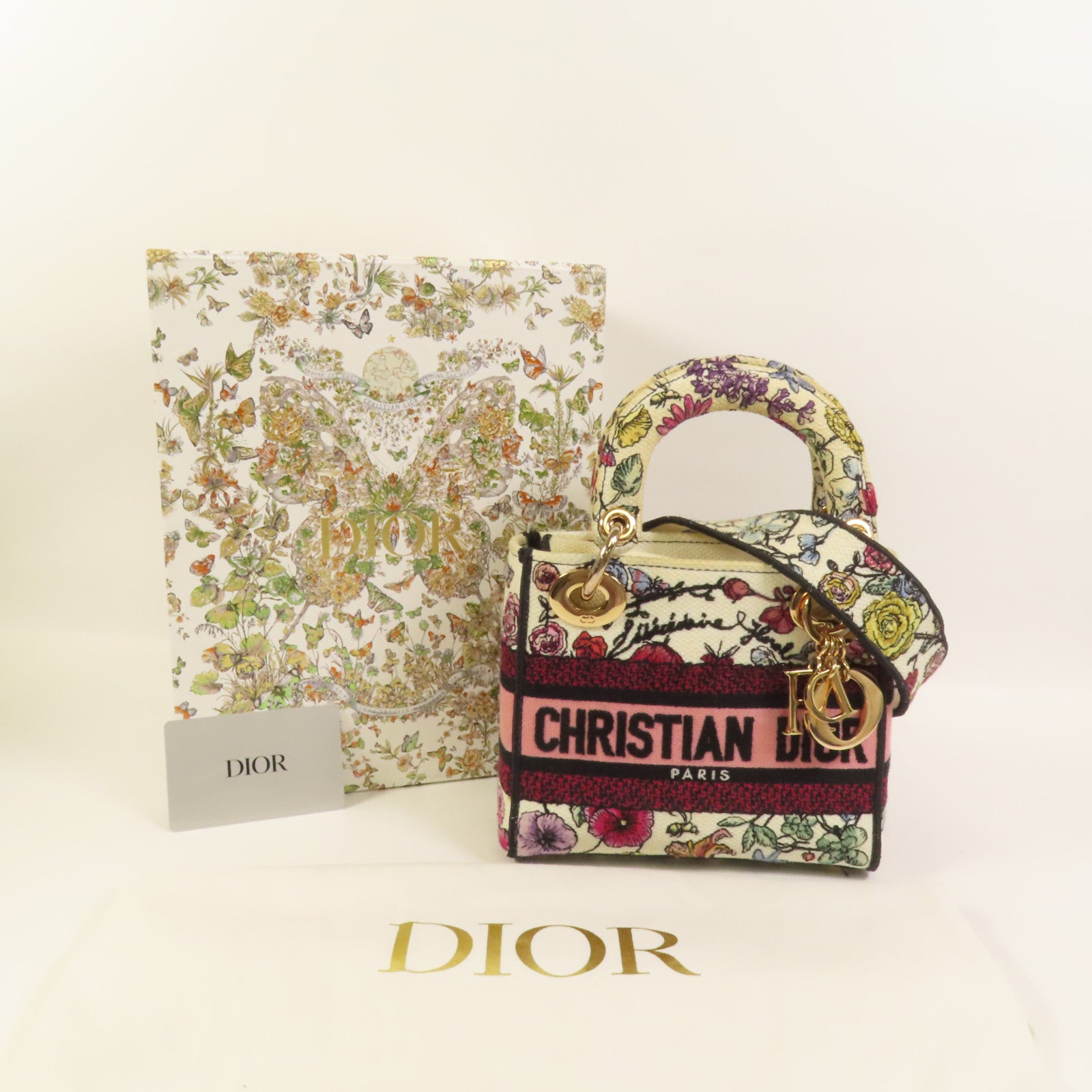 Dior 帆布Mini Lady D-Lite手挽肩背兩用袋
