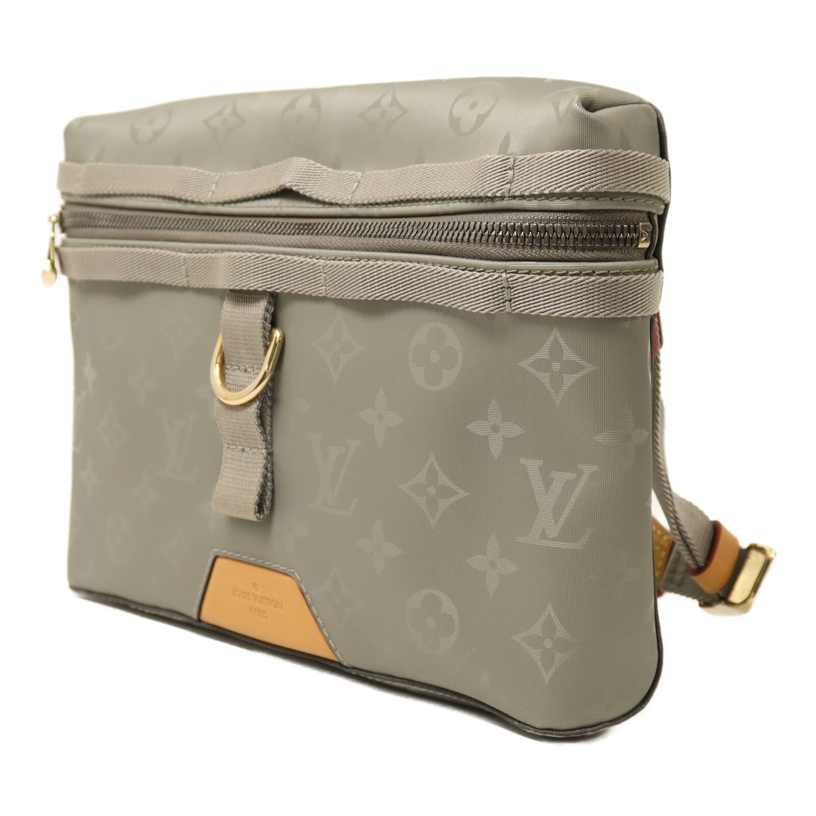 LOUIS VUITTON Monogram Titanium Messenger PM金扣肩背袋