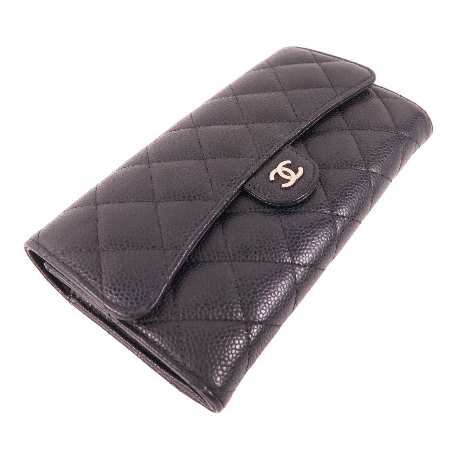 CHANEL 牛皮皮革Long Wallet銀扣長錢包