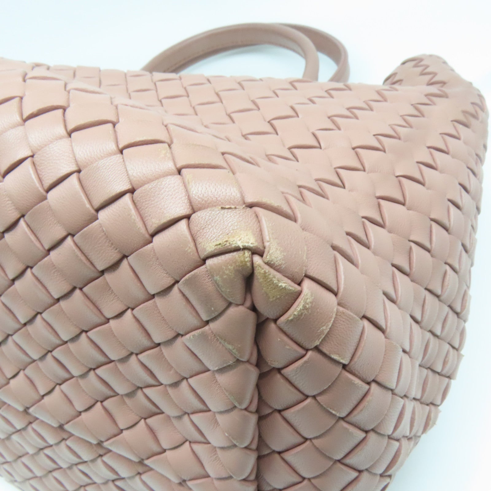 BOTTEGA VENETA 【激減優惠】織紋皮革Shoulder Bag銀扣肩背袋粉紅色