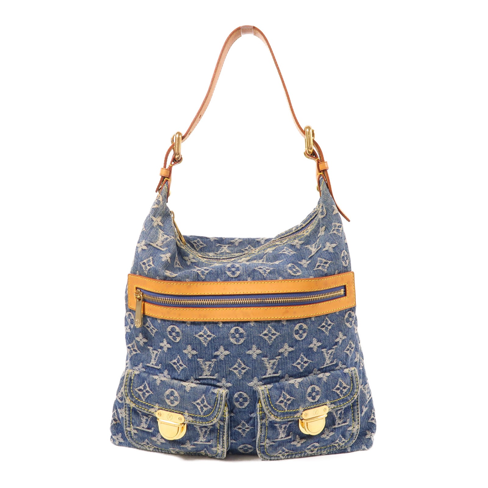 LOUIS VUITTON Monogram Denim Buggy GM金扣肩背袋