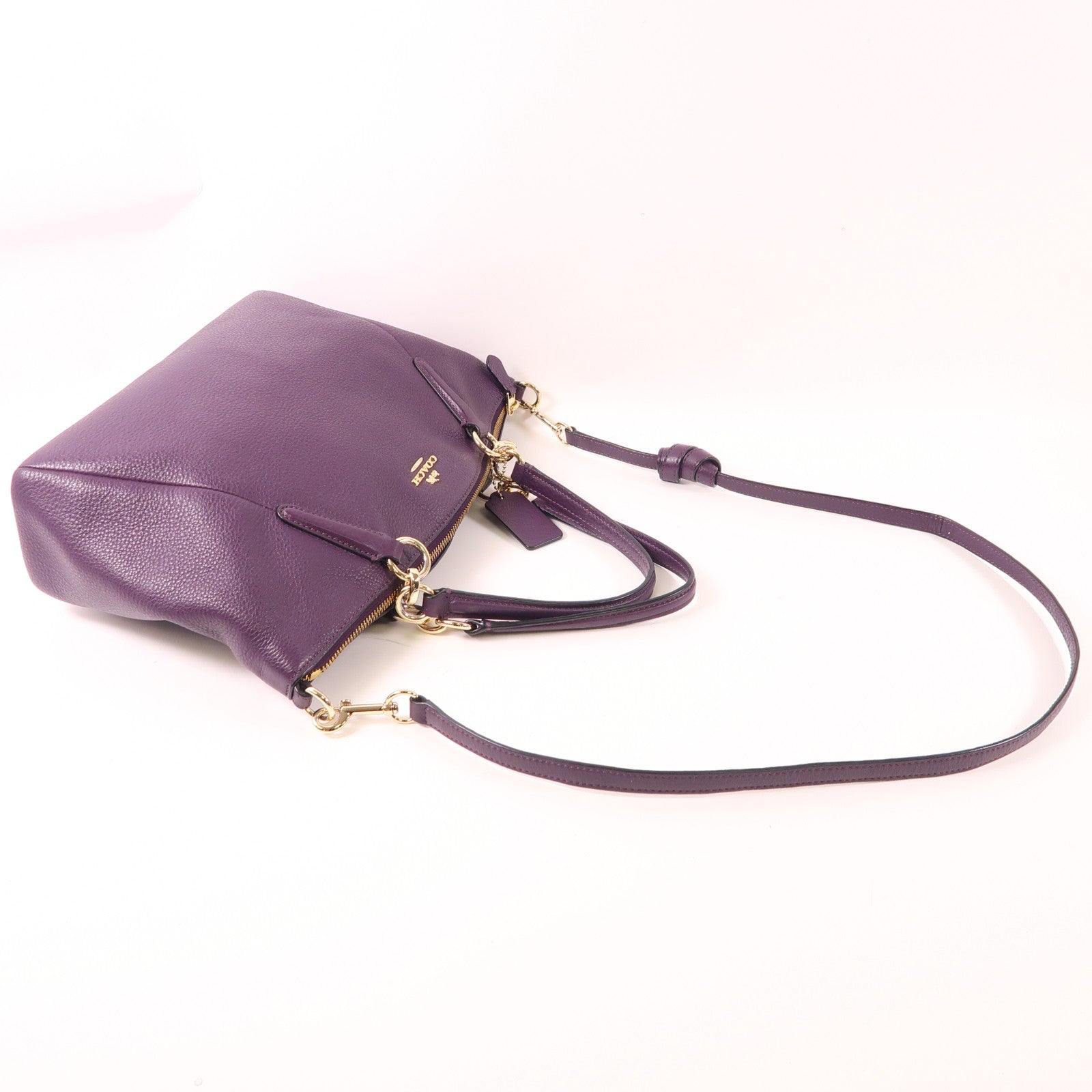 COACH 皮革2 Way Shoulder金扣手挽肩背兩用袋