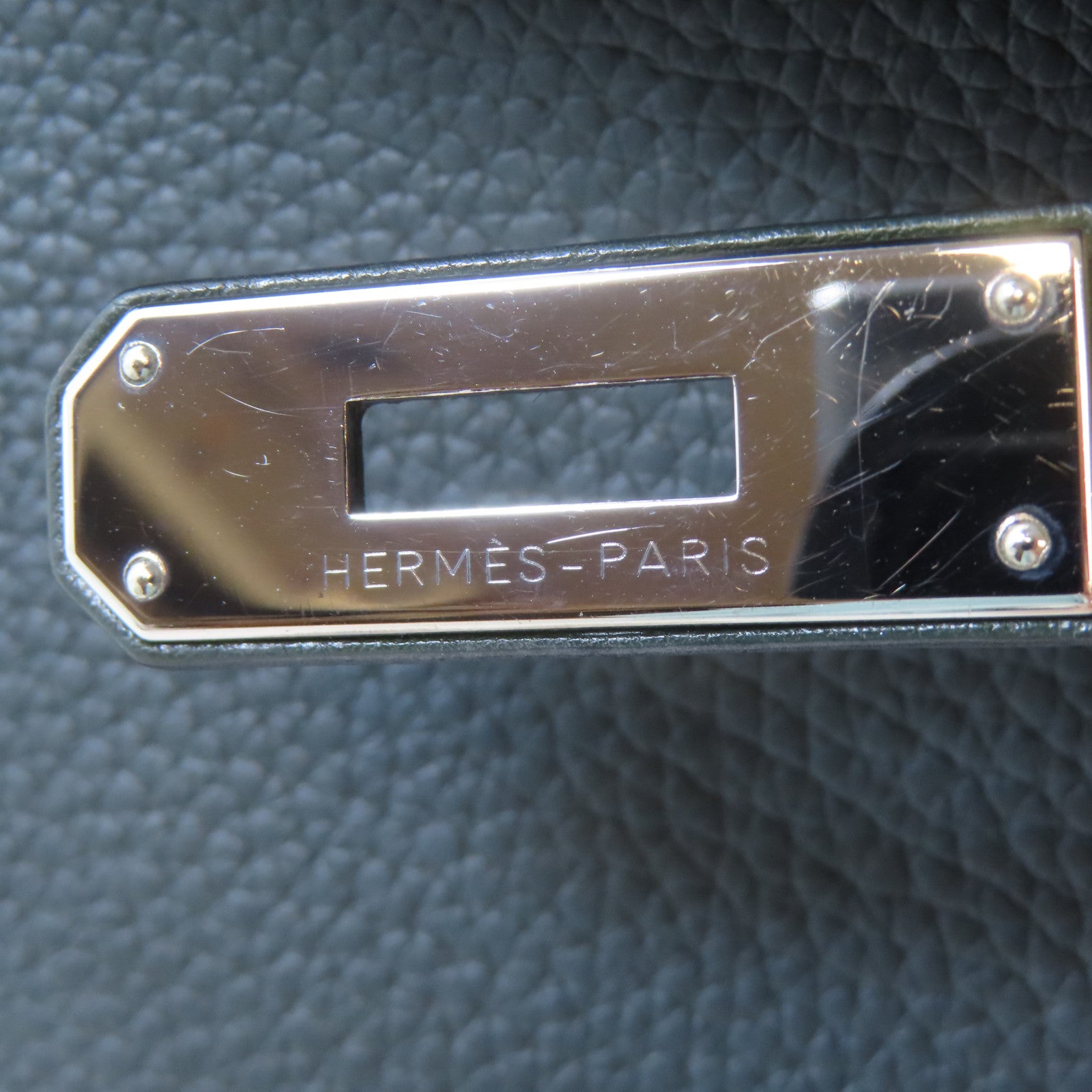 HERMES Swift皮革Kelly Ghillies 32銀扣手挽肩背兩用袋綠色