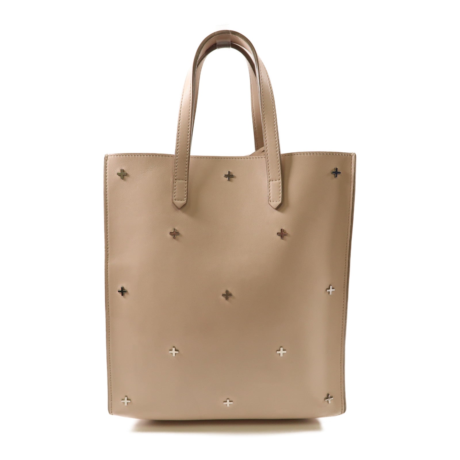 GIVENCHY 牛皮皮革2 Way Bag銀扣手挽肩背兩用袋米色