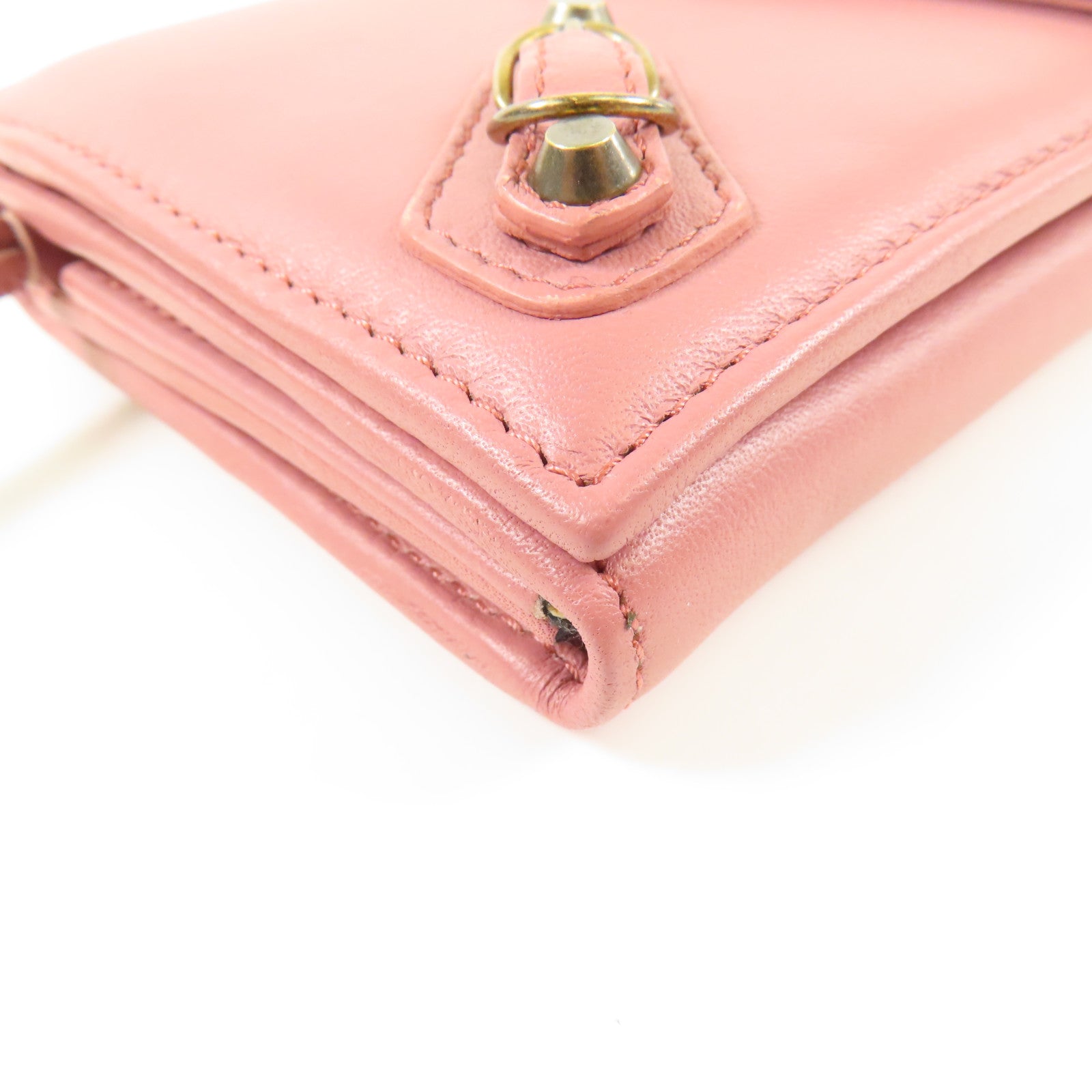 BALENCIAGA GHW Long Wallet Bi-fold Wallet 299494 Calfskin Leather Pink