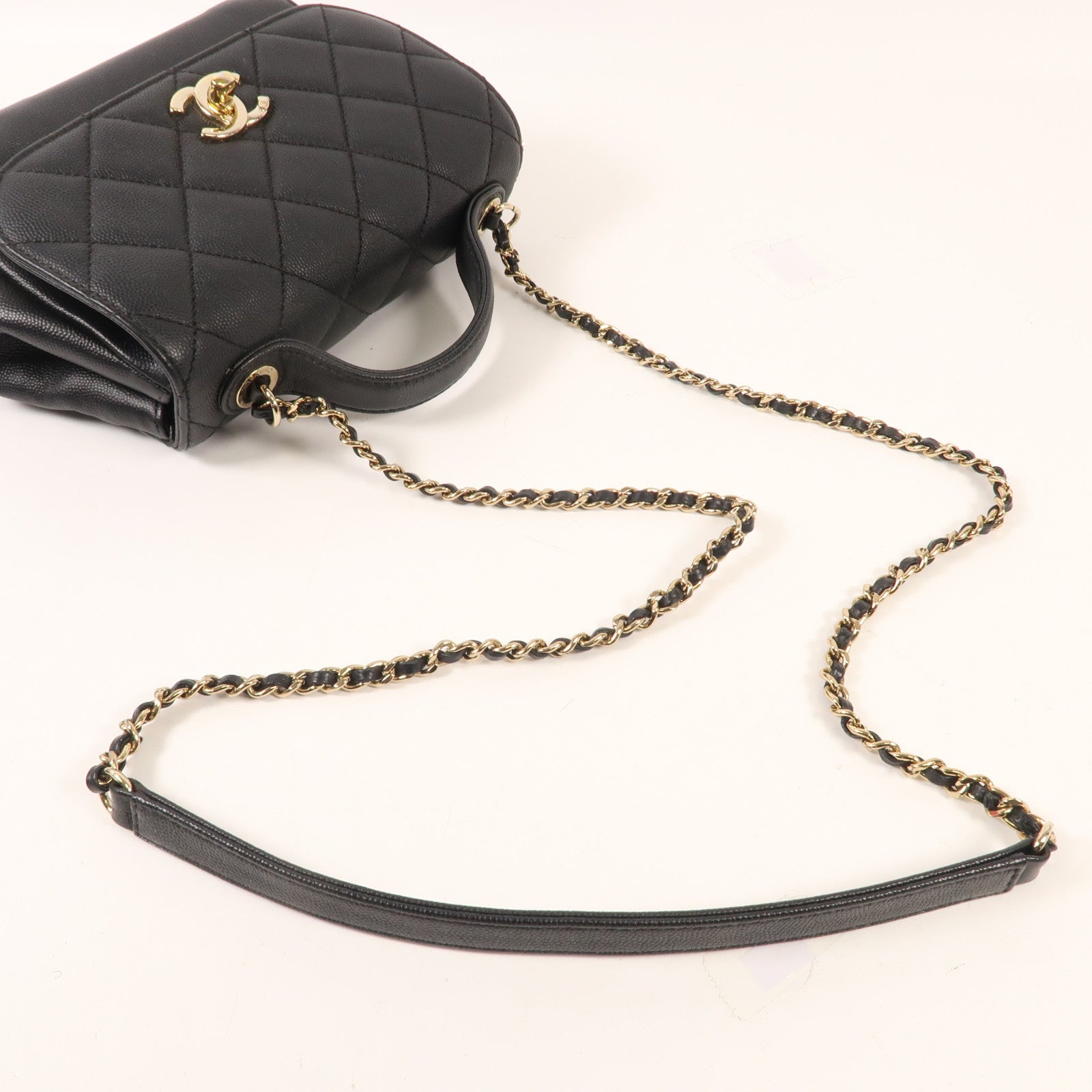 CHANEL 牛皮皮革Business Affinity Bag金扣手挽肩背兩用袋