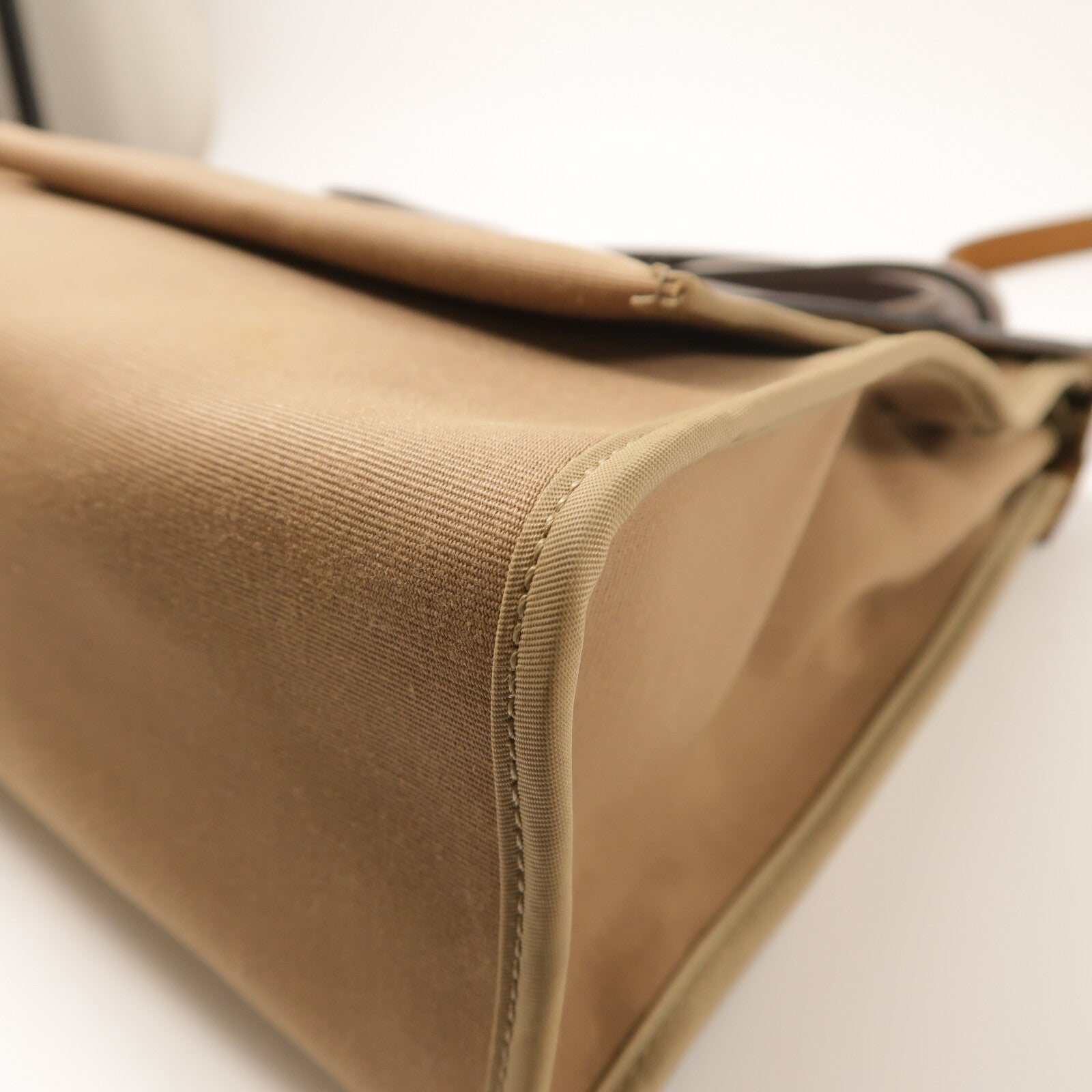 HERMES 帆布Herbag PM銀扣手挽肩背兩用袋Etoupe