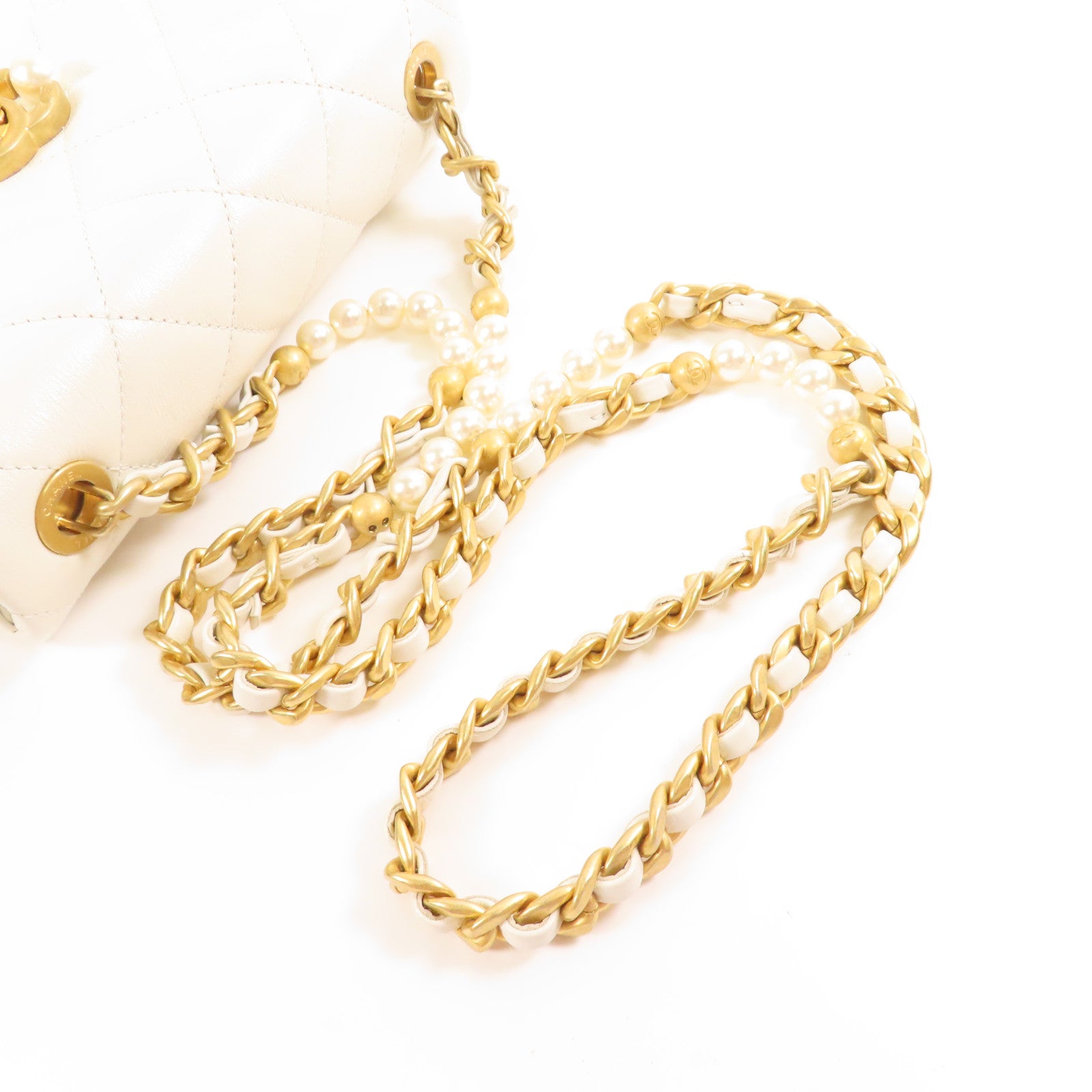 CHANEL【激減優惠】 牛皮皮革Chain Shoulder金扣鏈帶肩背袋