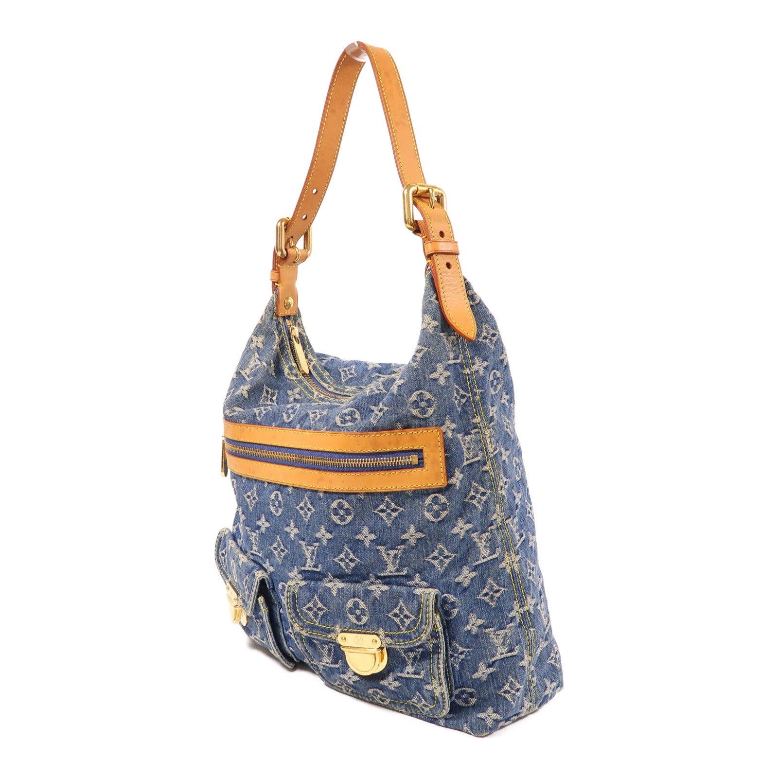 LOUIS VUITTON Monogram Denim Buggy GM金扣肩背袋