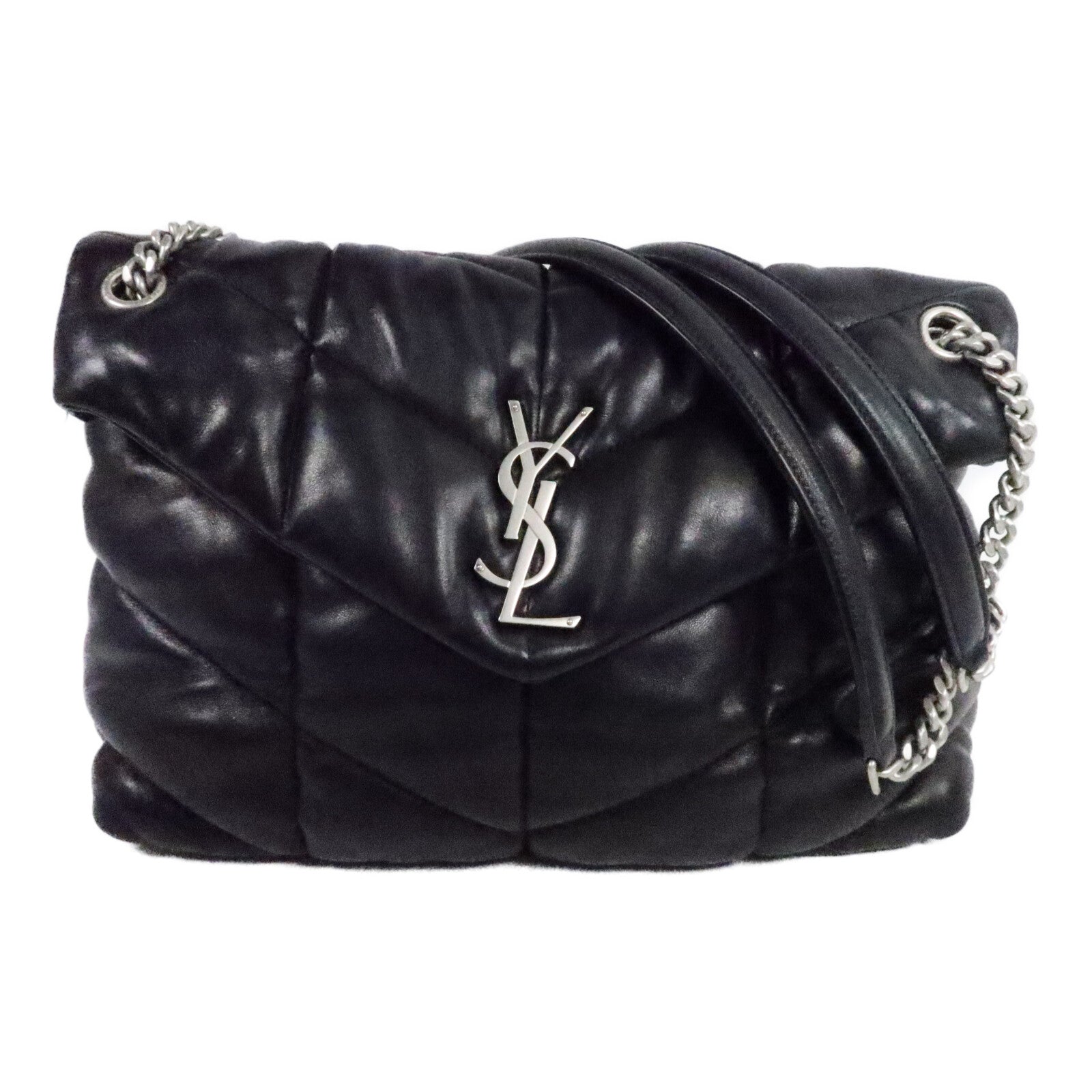SAINT LAURENT 羊皮皮革Puffer Medium鏈帶肩背袋