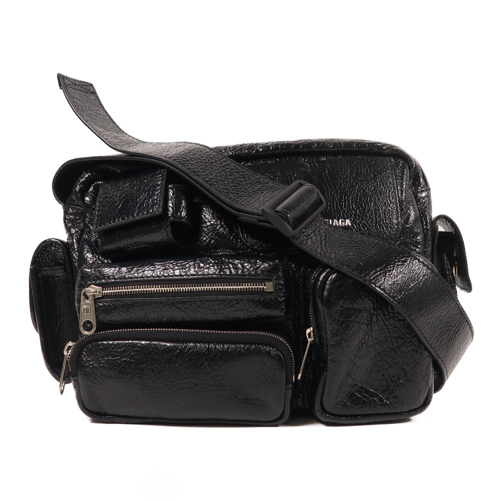 BALENCIAGA 羊皮皮革Superbusy Camera Bag銀扣肩背袋
